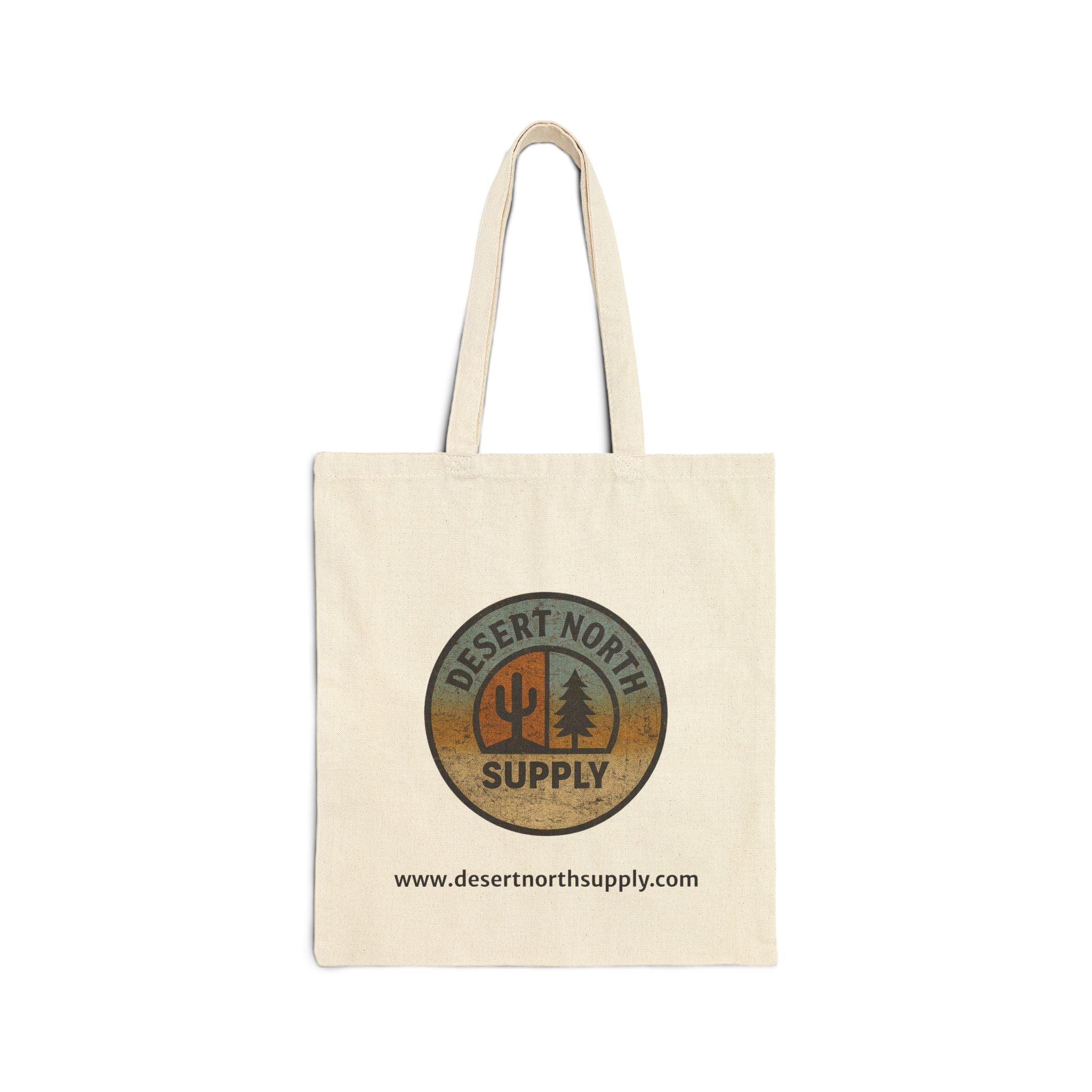 Desert North Supply Canvas Tote Bag - Rustic Outdoor Logo Grocery Shopper