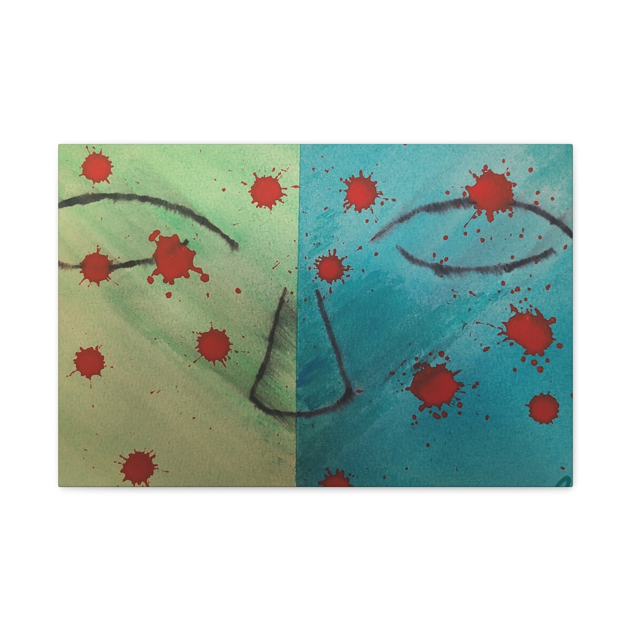 Abstract Split-Face Canvas Art - "Thoughts" Original Art by John Ganger