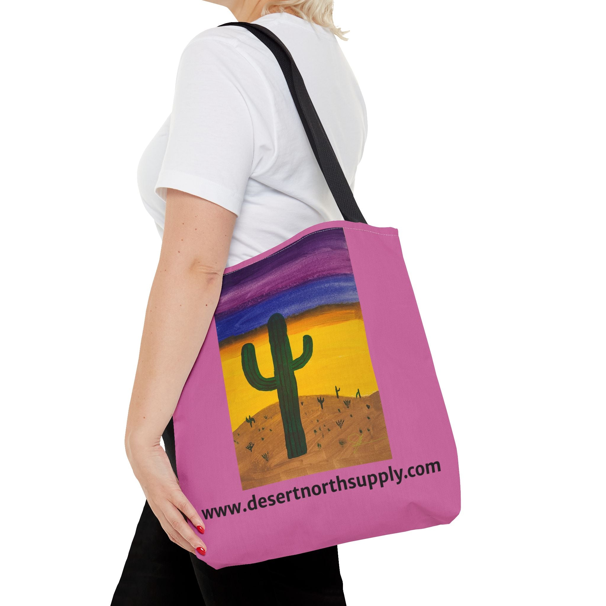 Desert Saguaro Cactus Canvas Tote Bag — "Alone" by John Ganger