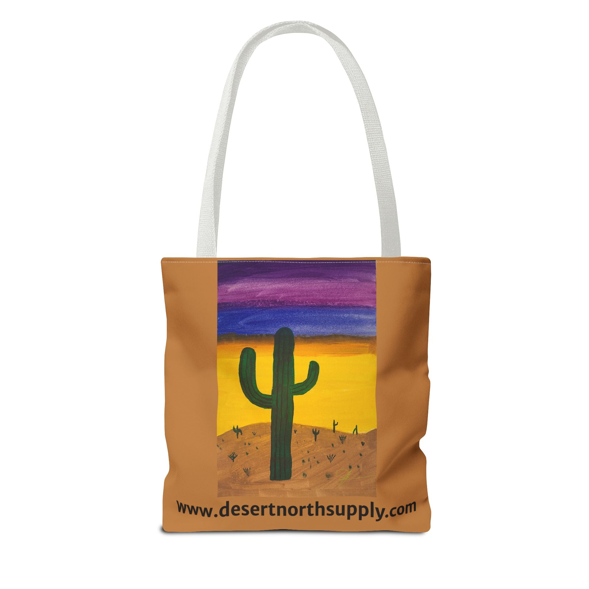 Desert Saguaro Cactus Canvas Tote Bag — "Alone" by John Ganger