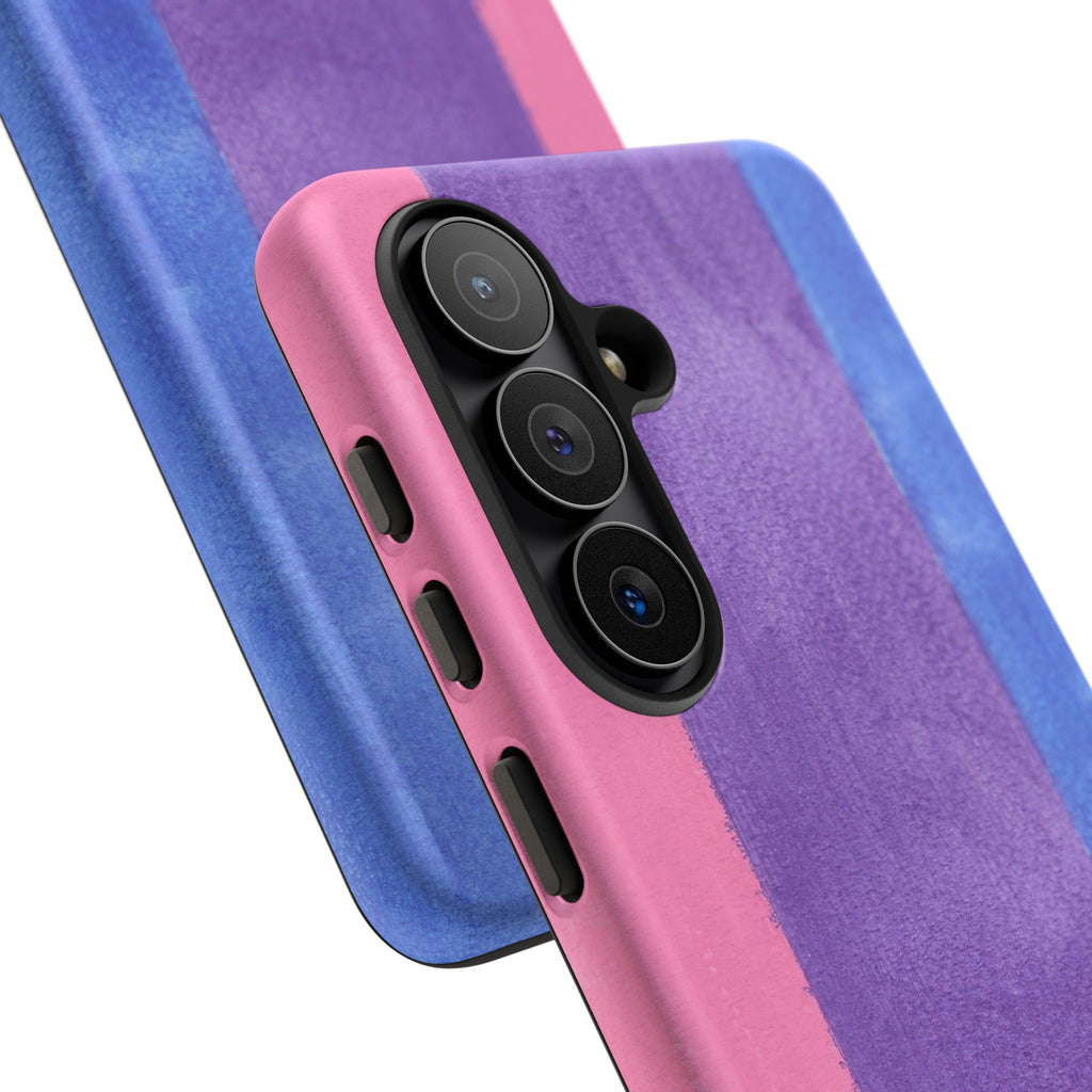 Watercolor Stripe Tough Phone Case — Pink Purple Blue Pride Protective Cover