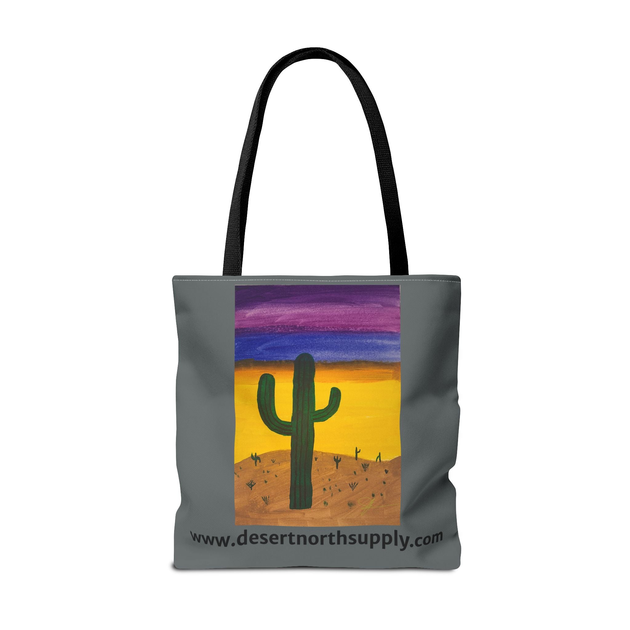 Desert Saguaro Cactus Canvas Tote Bag — "Alone" by John Ganger