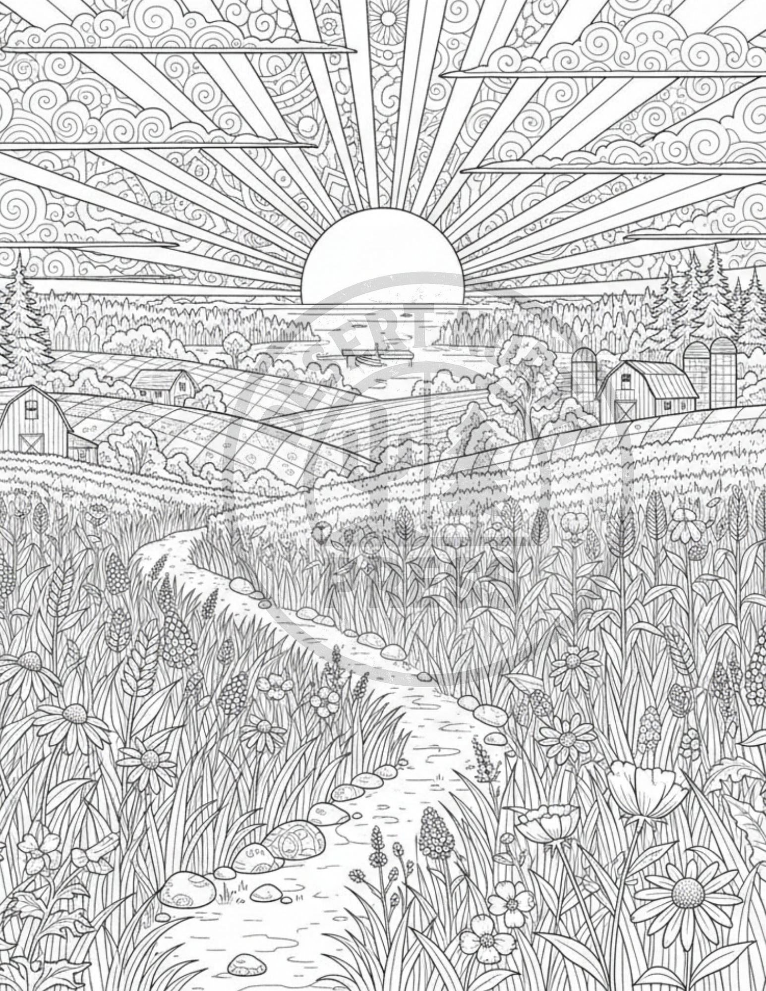 60‑Page Adult Coloring Book Printable - Intricate Designs for Stress Relief - Detailed Coloring Pages PDF - Mindful Art Therapy Download