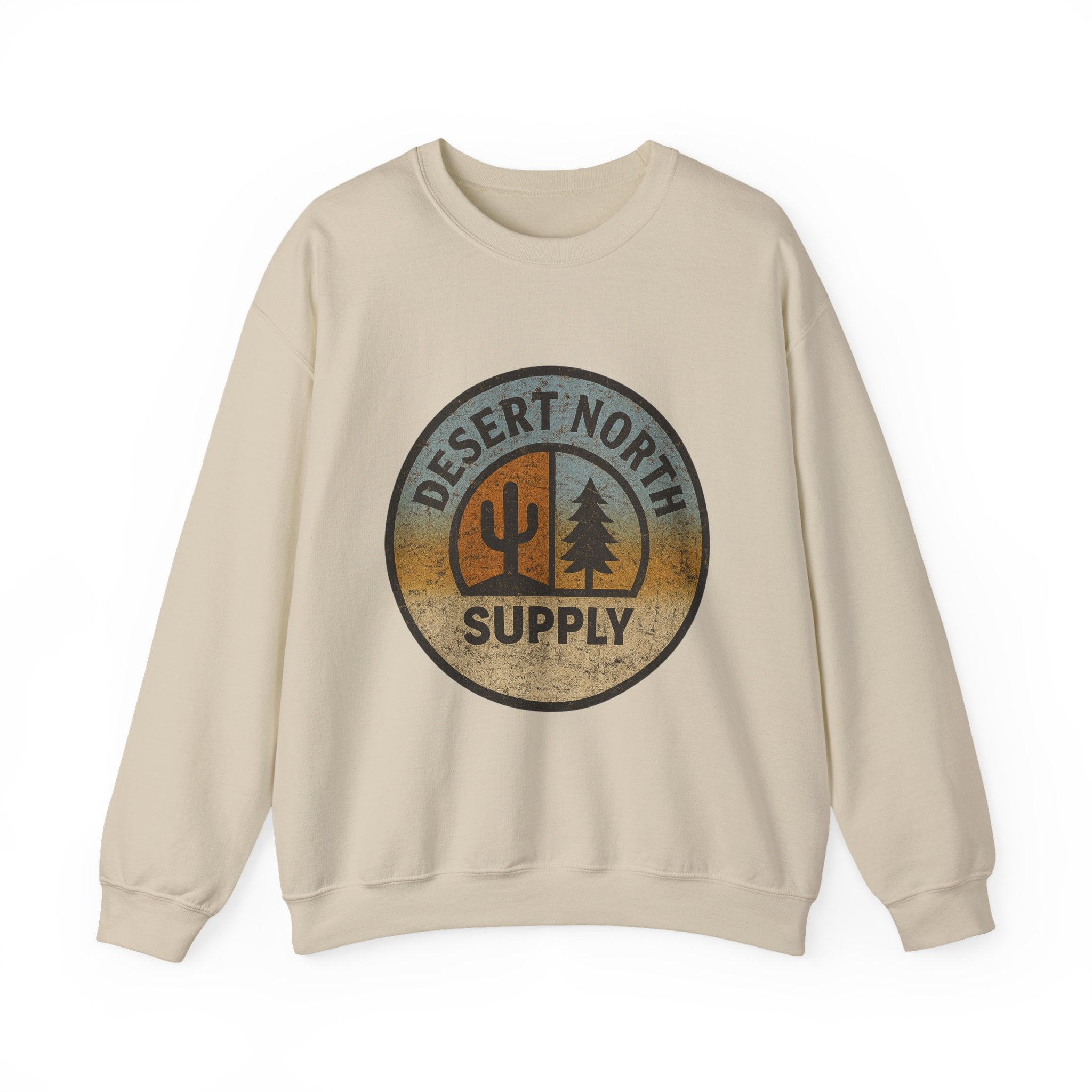Desert North Supply Crewneck Sweatshirt – Vintage Cactus & Pine Logo