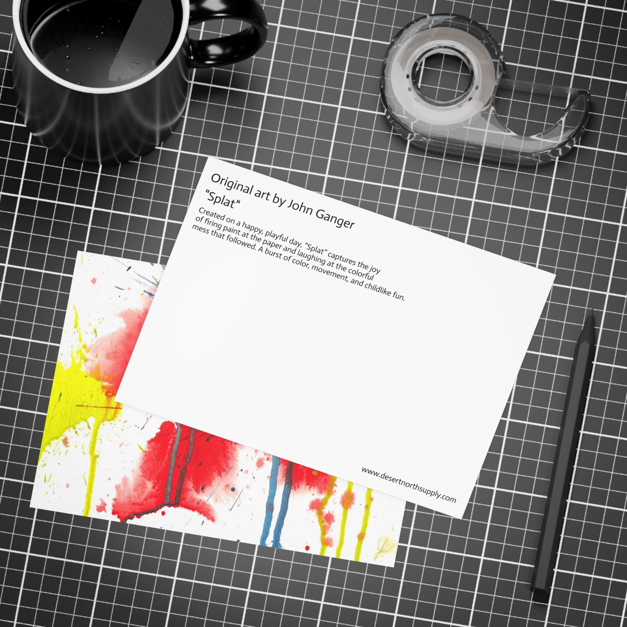 Splat - Playful Abstract Paint Splash Watercolor Postcard Set (4x6 or 5x7)
