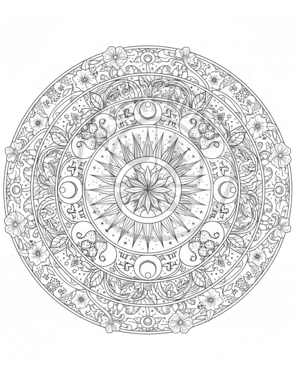 60‑Page Adult Coloring Book Printable - Intricate Designs for Stress Relief - Detailed Coloring Pages PDF - Mindful Art Therapy Download