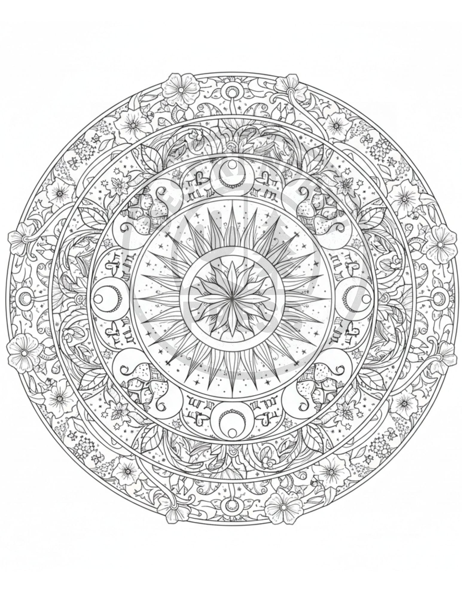 60‑Page Adult Coloring Book Printable - Intricate Designs for Stress Relief - Detailed Coloring Pages PDF - Mindful Art Therapy Download