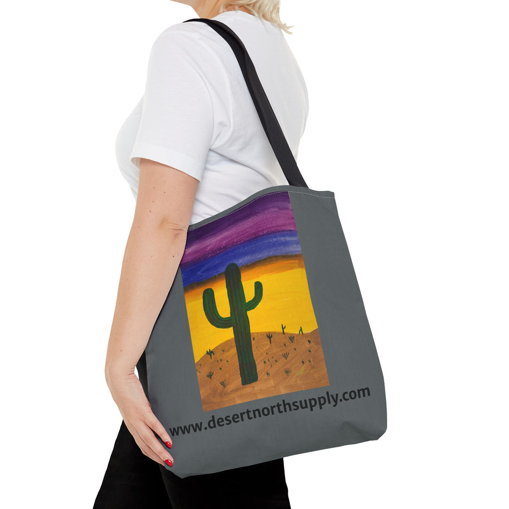 Desert Saguaro Cactus Canvas Tote Bag — "Alone" by John Ganger