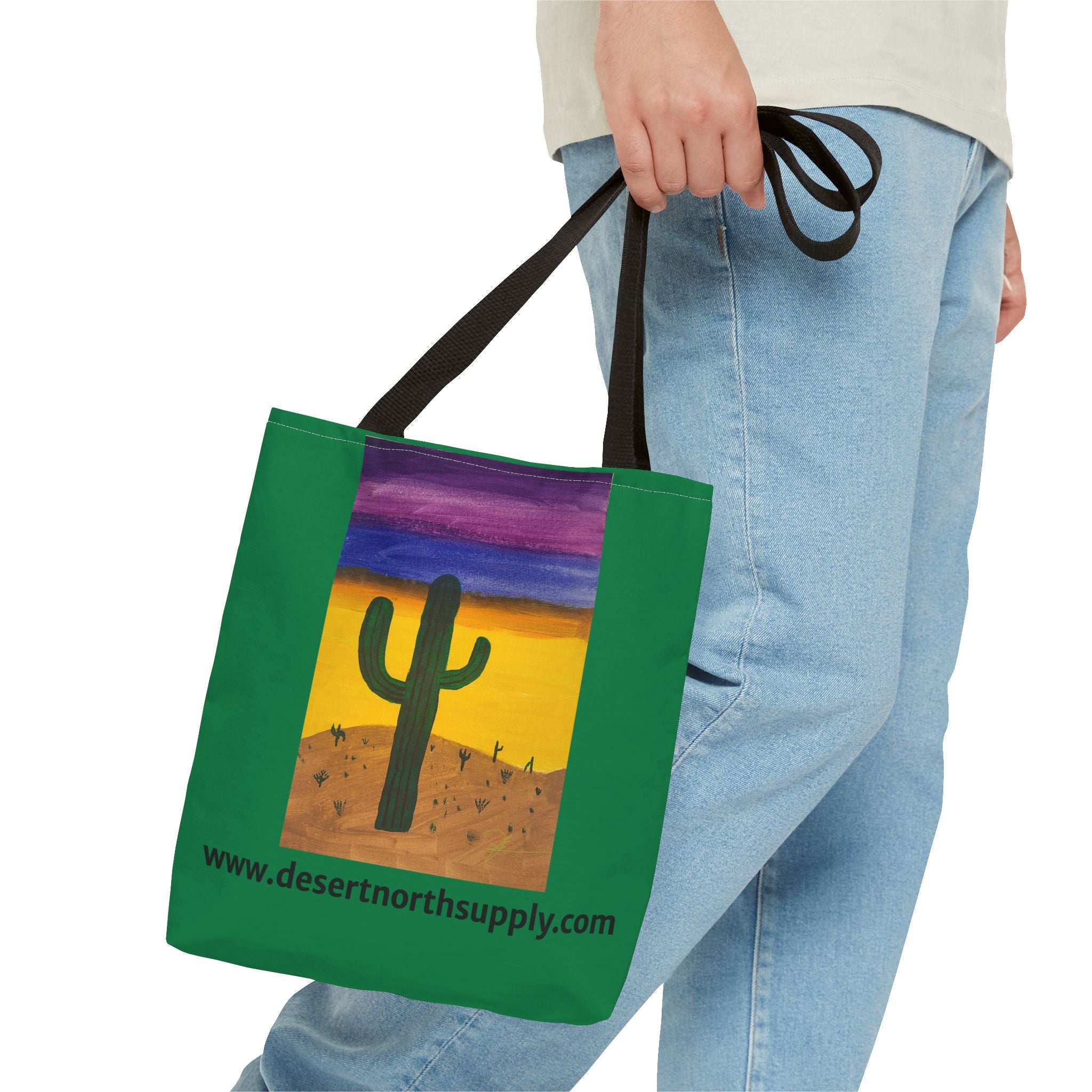 Desert Saguaro Cactus Canvas Tote Bag — "Alone" by John Ganger