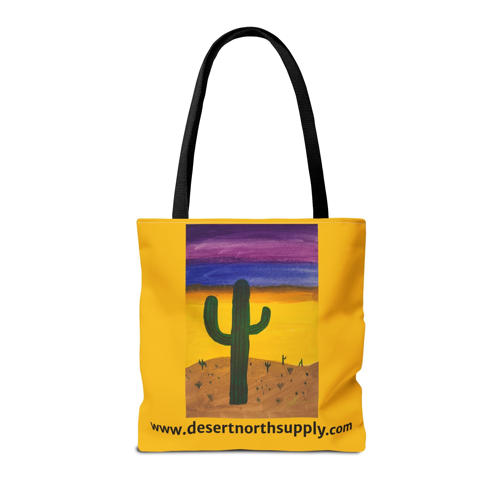 Desert Saguaro Cactus Canvas Tote Bag — "Alone" by John Ganger