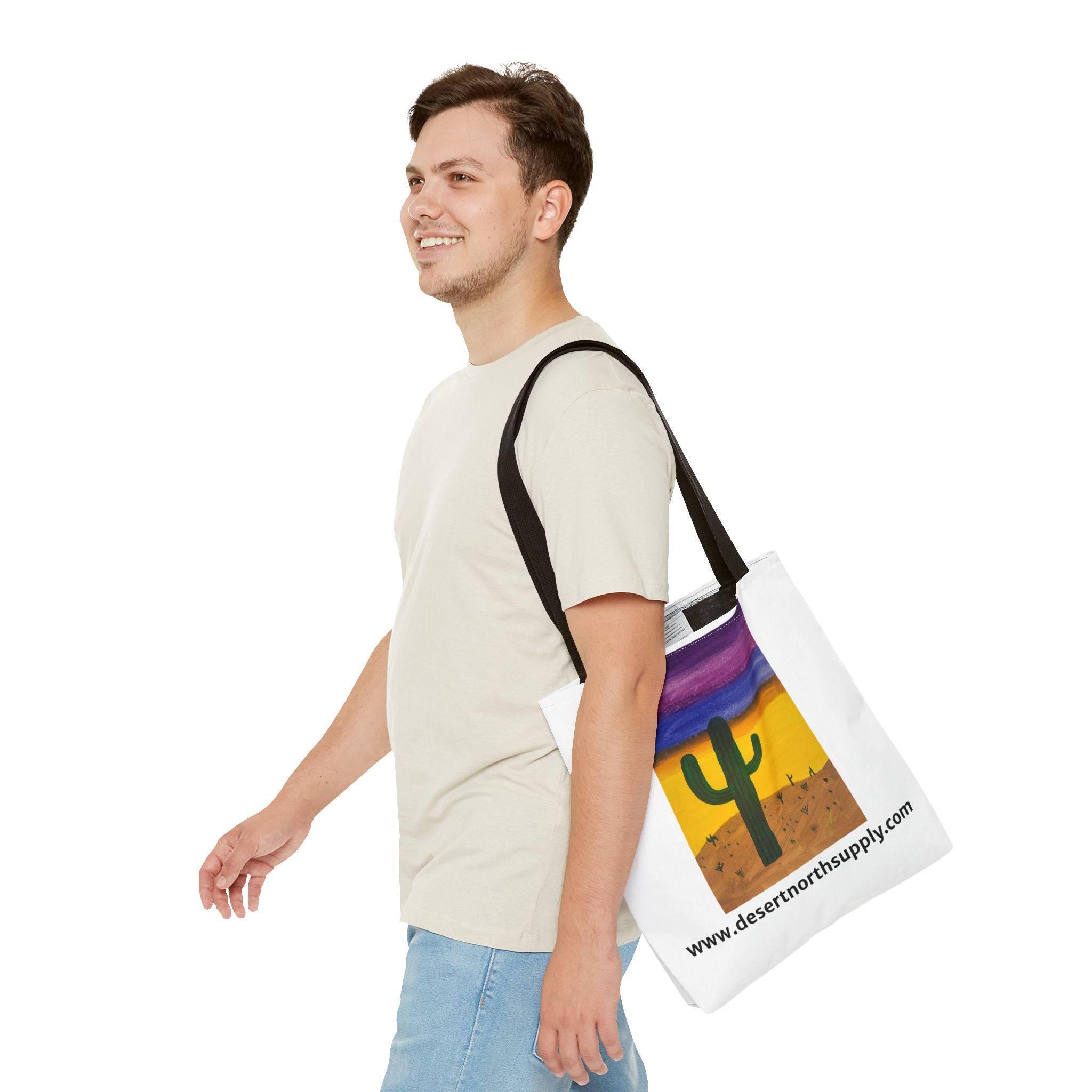 Desert Saguaro Cactus Canvas Tote Bag — "Alone" by John Ganger