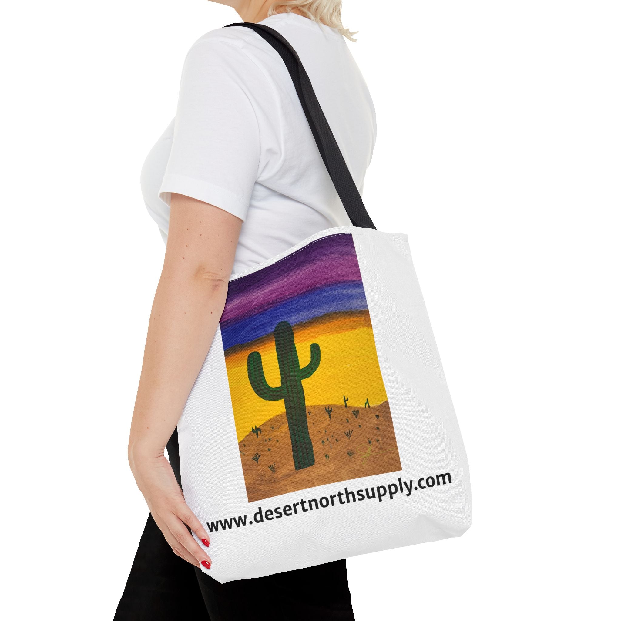 Desert Saguaro Cactus Canvas Tote Bag — "Alone" by John Ganger