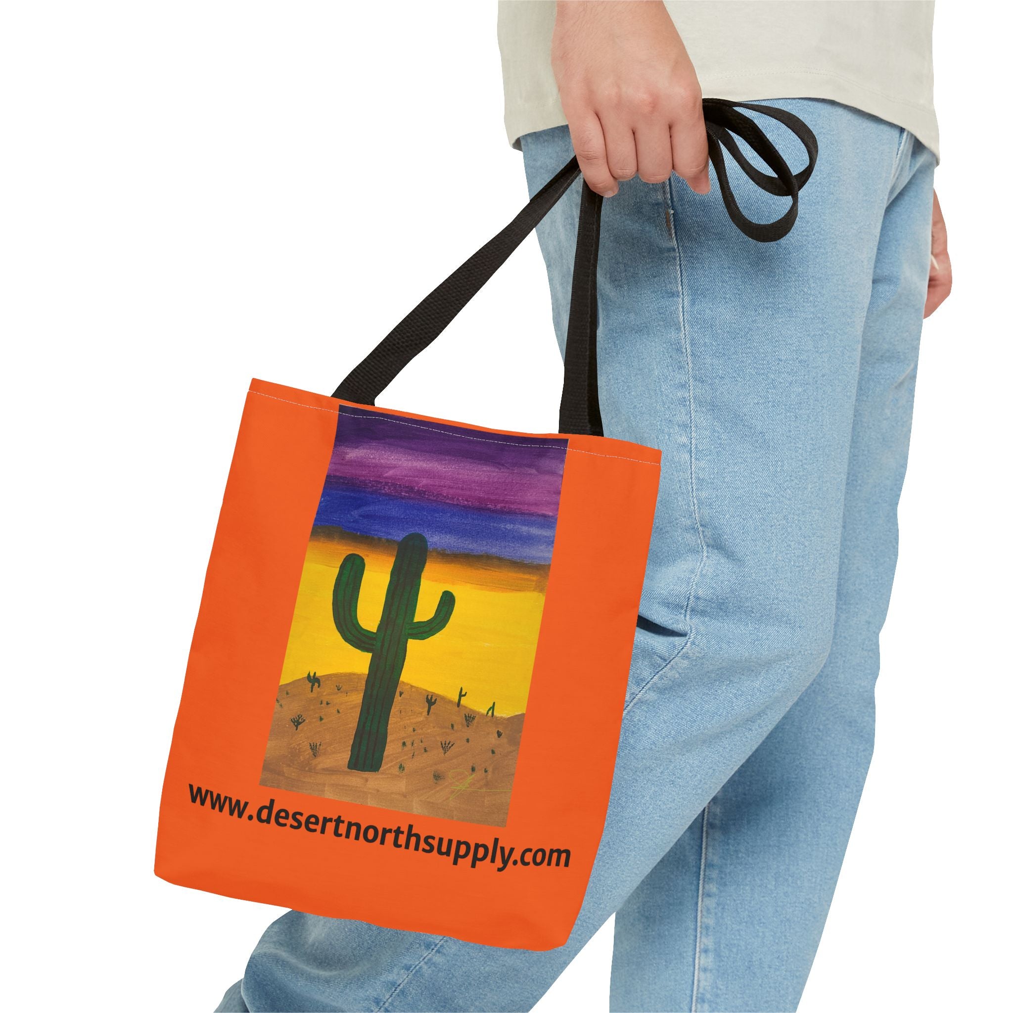 Desert Saguaro Cactus Canvas Tote Bag — "Alone" by John Ganger