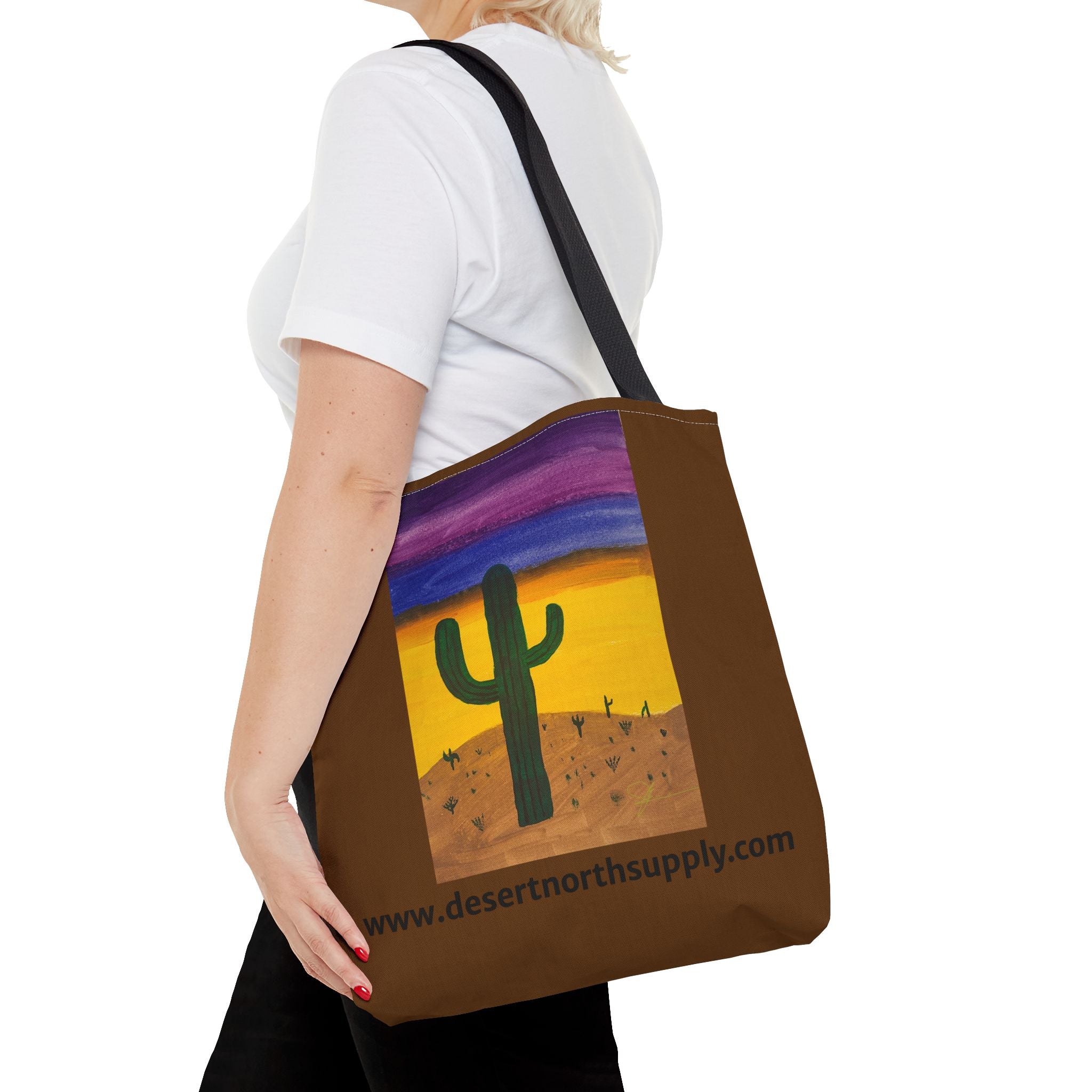Desert Saguaro Cactus Canvas Tote Bag — "Alone" by John Ganger