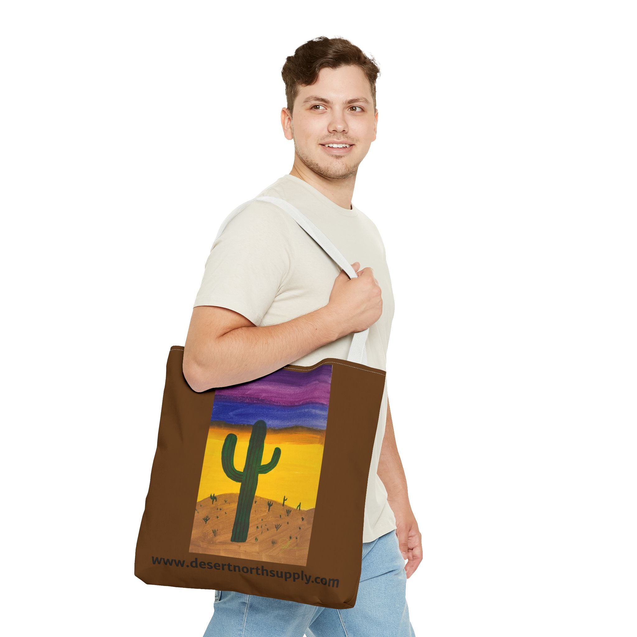 Desert Saguaro Cactus Canvas Tote Bag — "Alone" by John Ganger