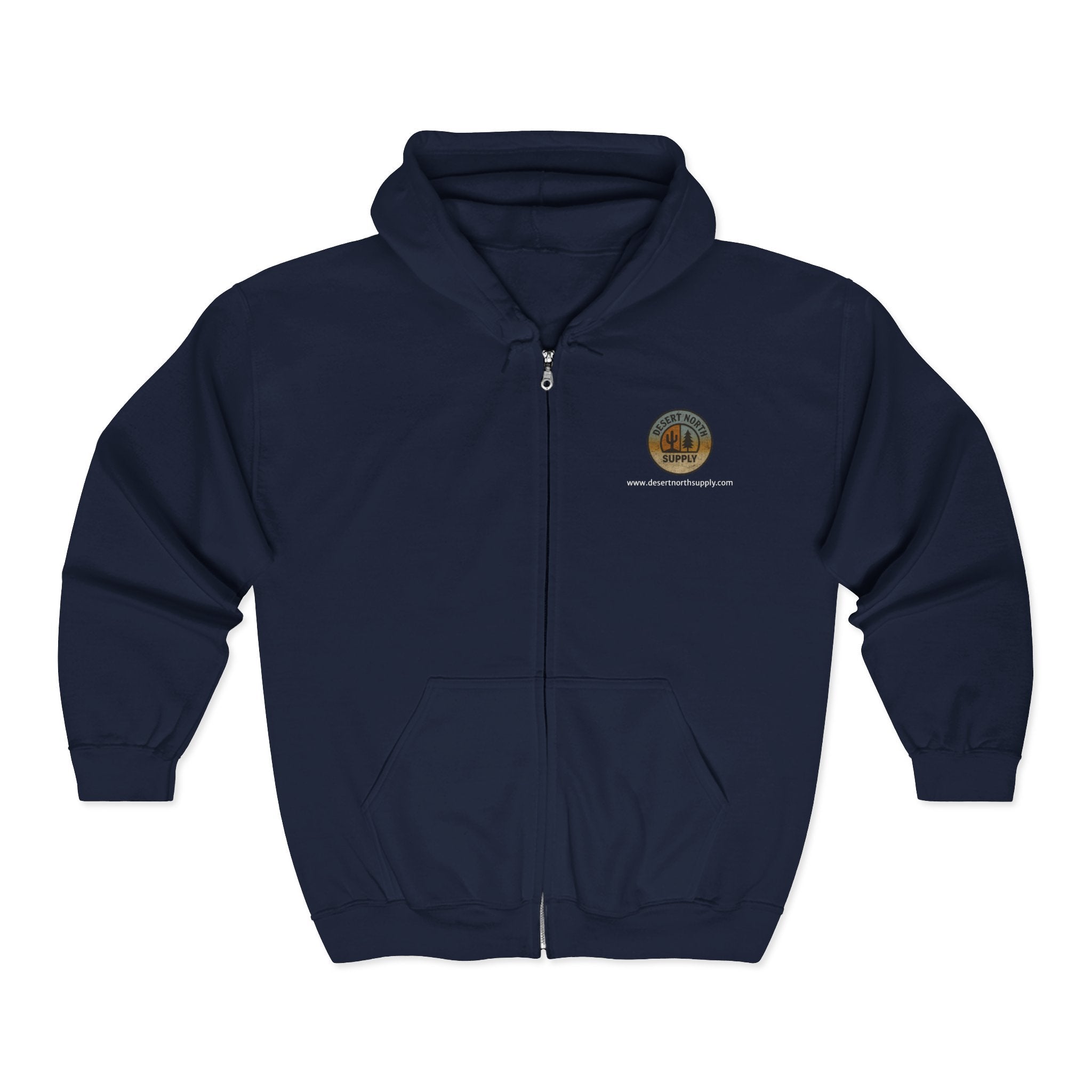 Desert North Supply Logo Zip Hoodie - Outdoor Adventure Full-Zip Sweatshirt