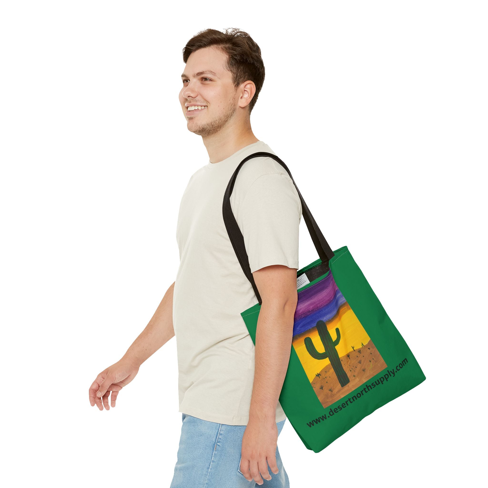 Desert Saguaro Cactus Canvas Tote Bag — "Alone" by John Ganger