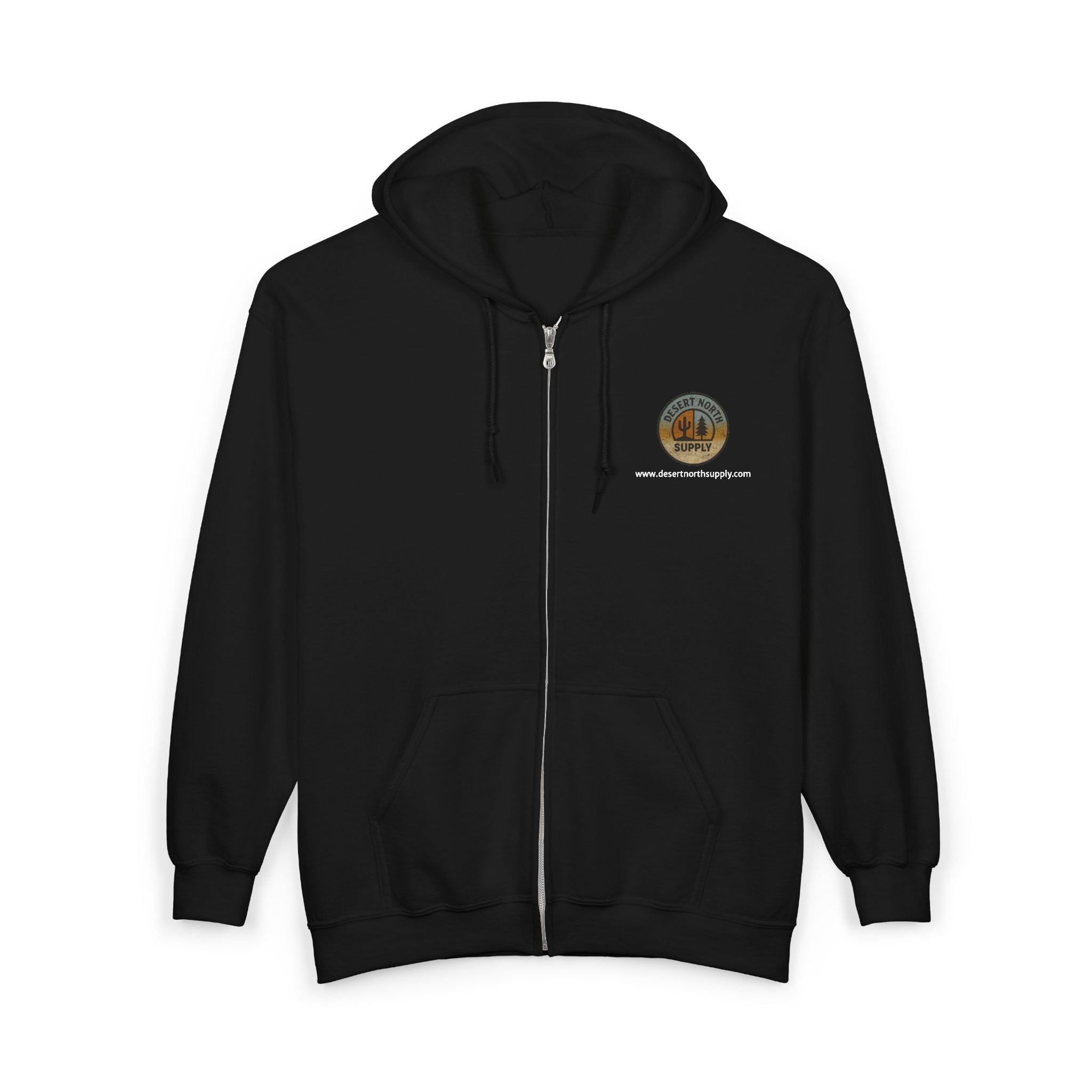 Desert North Supply Logo Zip Hoodie - Outdoor Adventure Full-Zip Sweatshirt