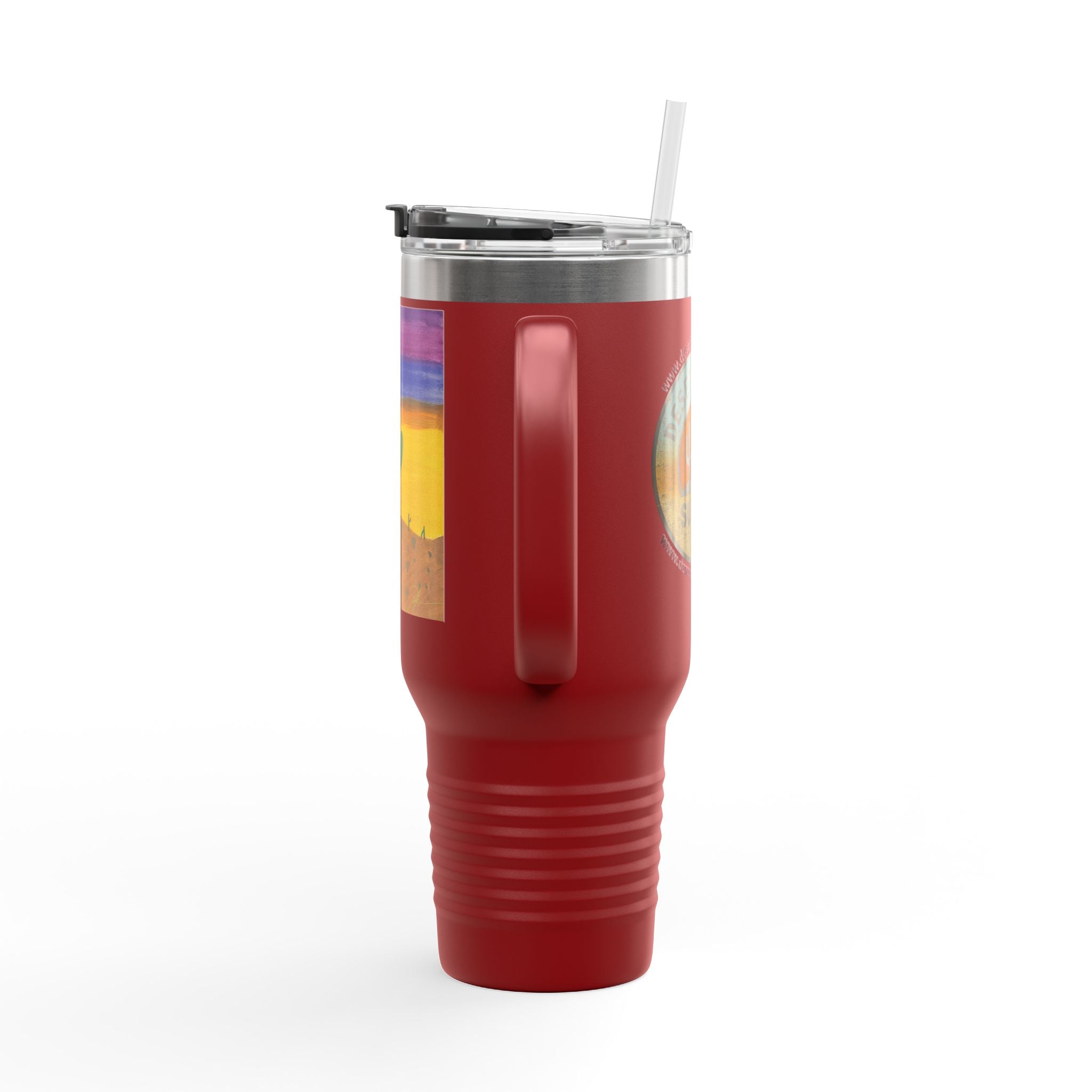 40oz Insulated Travel Mug — Colorful Desert Cactus Design