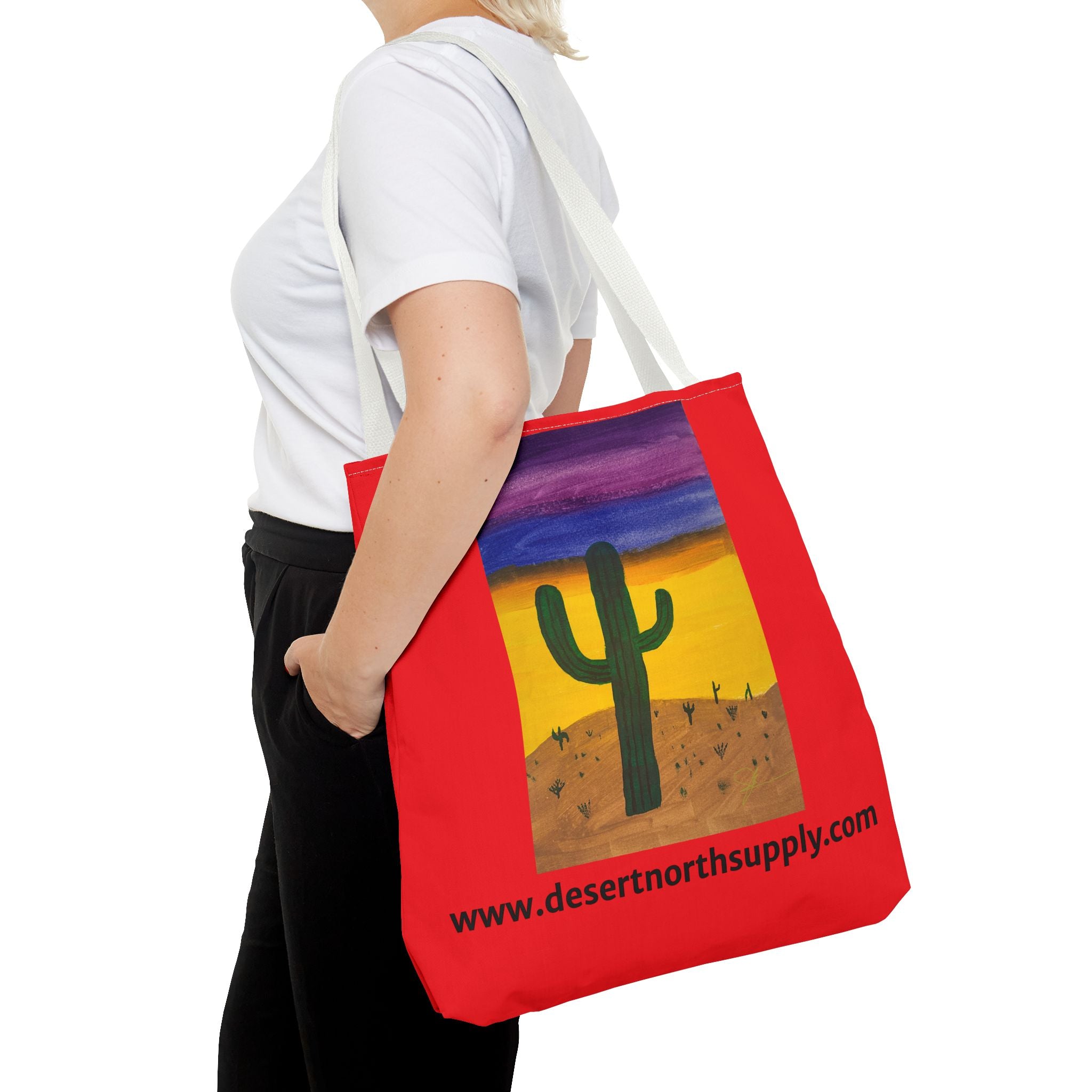 Desert Saguaro Cactus Canvas Tote Bag — "Alone" by John Ganger