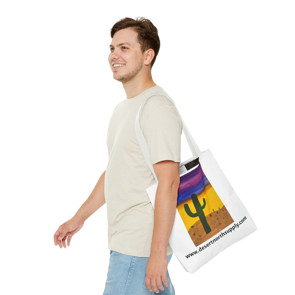 Desert Saguaro Cactus Canvas Tote Bag — "Alone" by John Ganger
