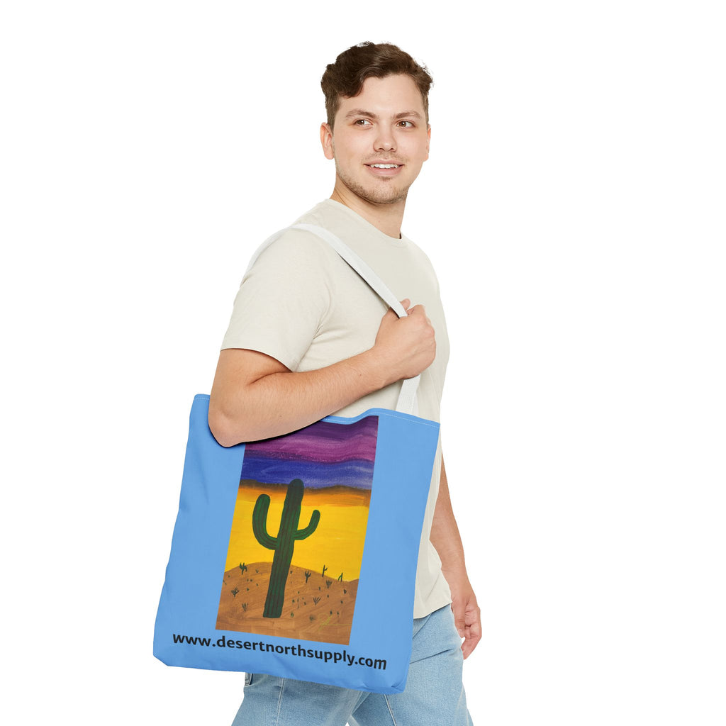 Desert Saguaro Cactus Canvas Tote Bag — "Alone" by John Ganger