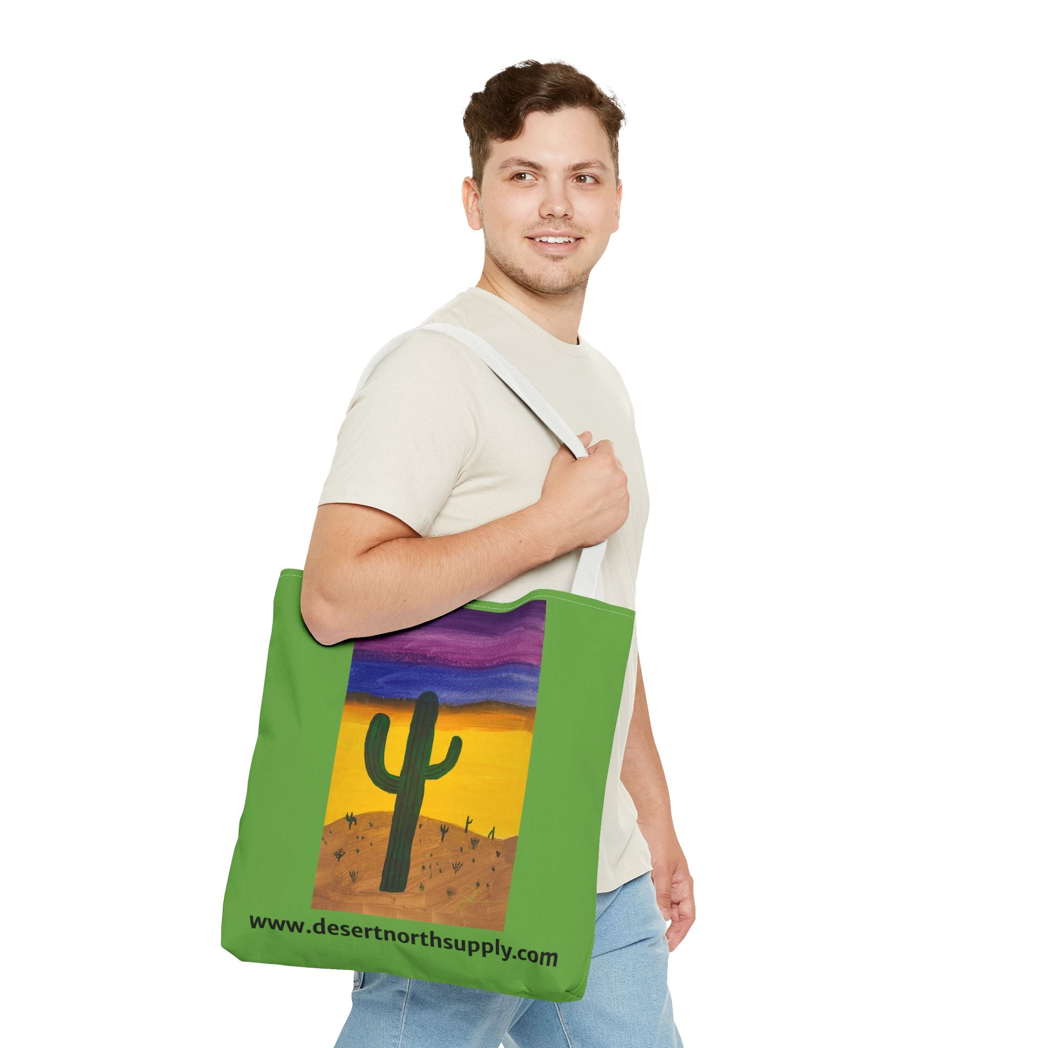 Desert Saguaro Cactus Canvas Tote Bag — "Alone" by John Ganger