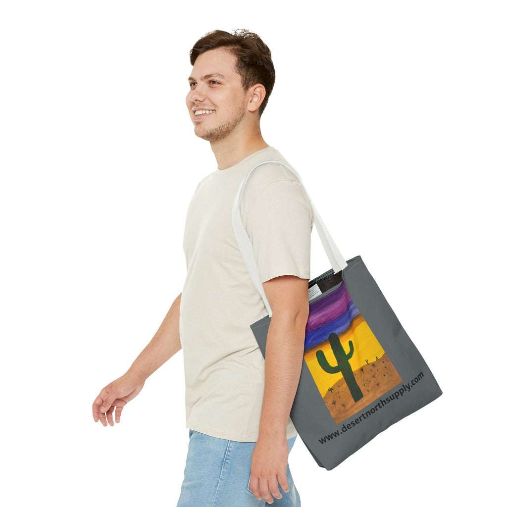 Desert Saguaro Cactus Canvas Tote Bag — "Alone" by John Ganger