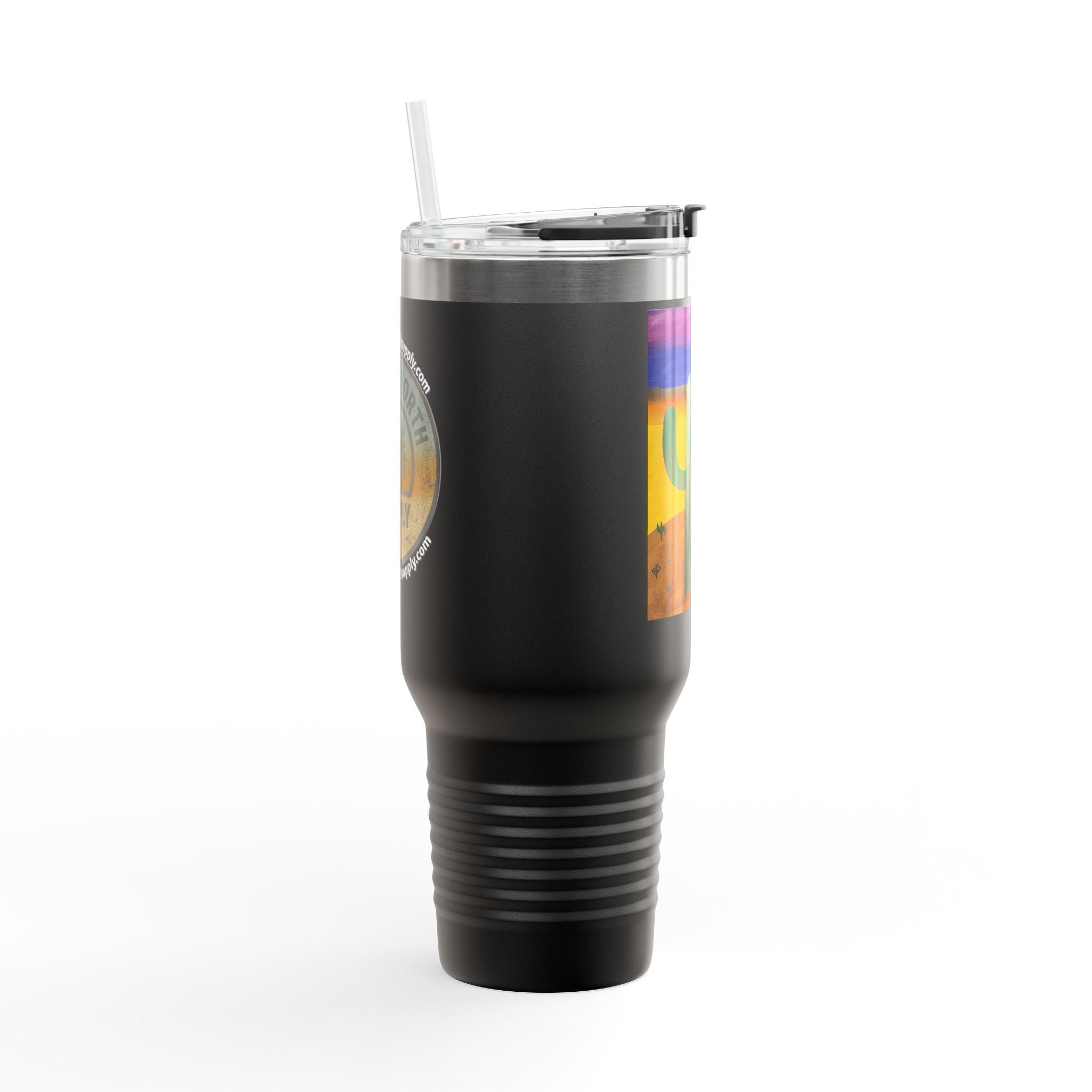 40oz Insulated Travel Mug — Colorful Desert Cactus Design
