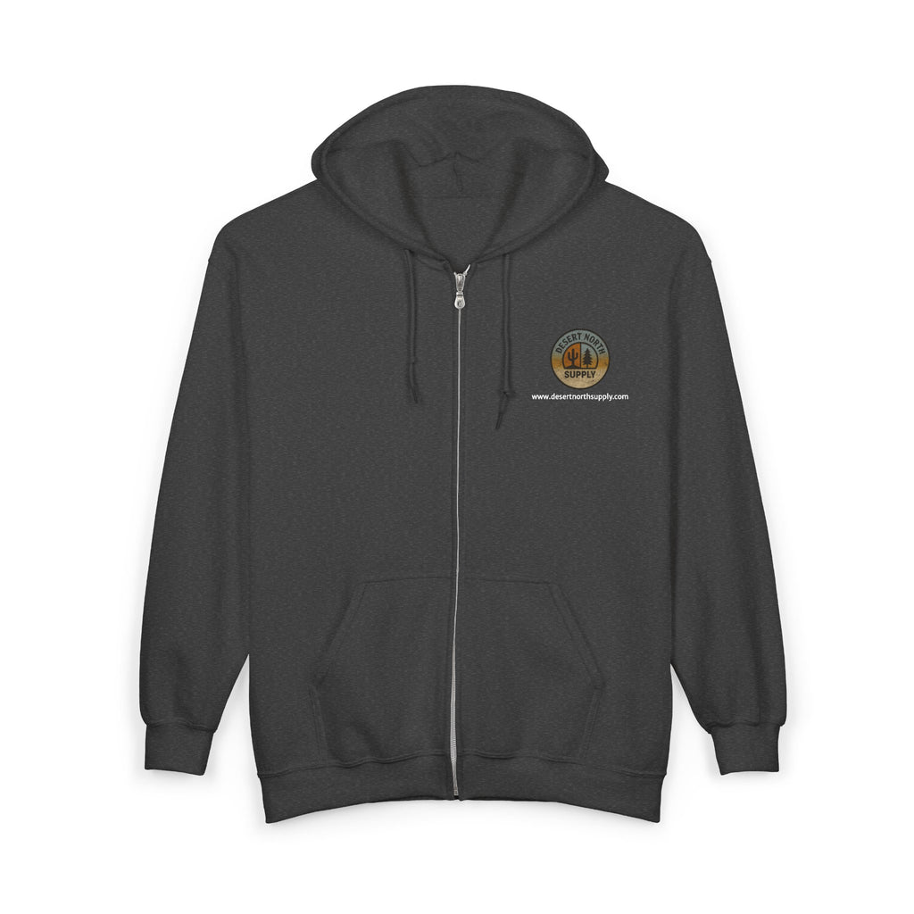 Desert North Supply Logo Zip Hoodie - Outdoor Adventure Full-Zip Sweatshirt