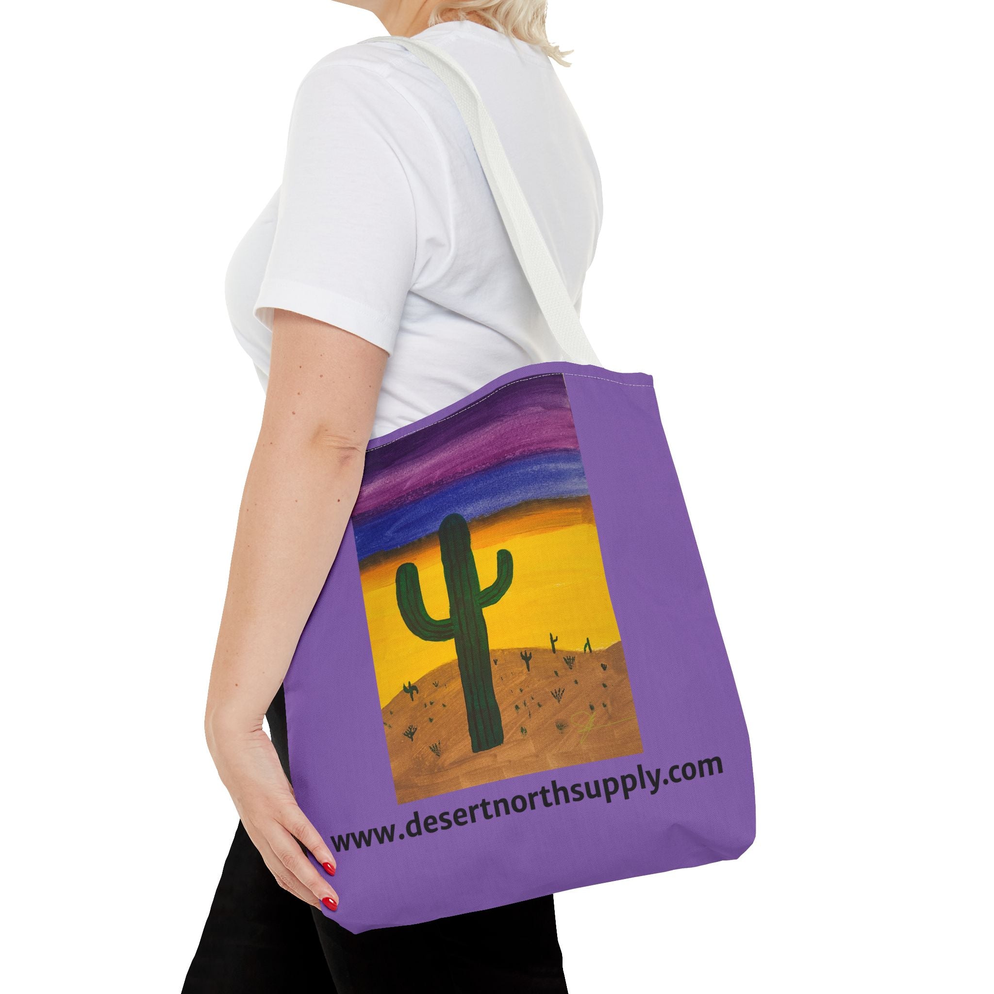 Desert Saguaro Cactus Canvas Tote Bag — "Alone" by John Ganger