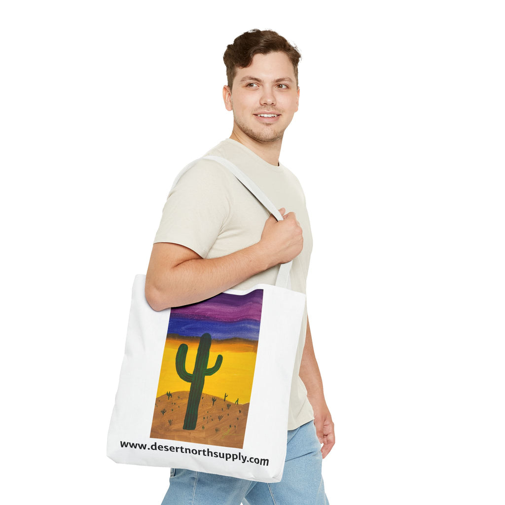 Desert Saguaro Cactus Canvas Tote Bag — "Alone" by John Ganger