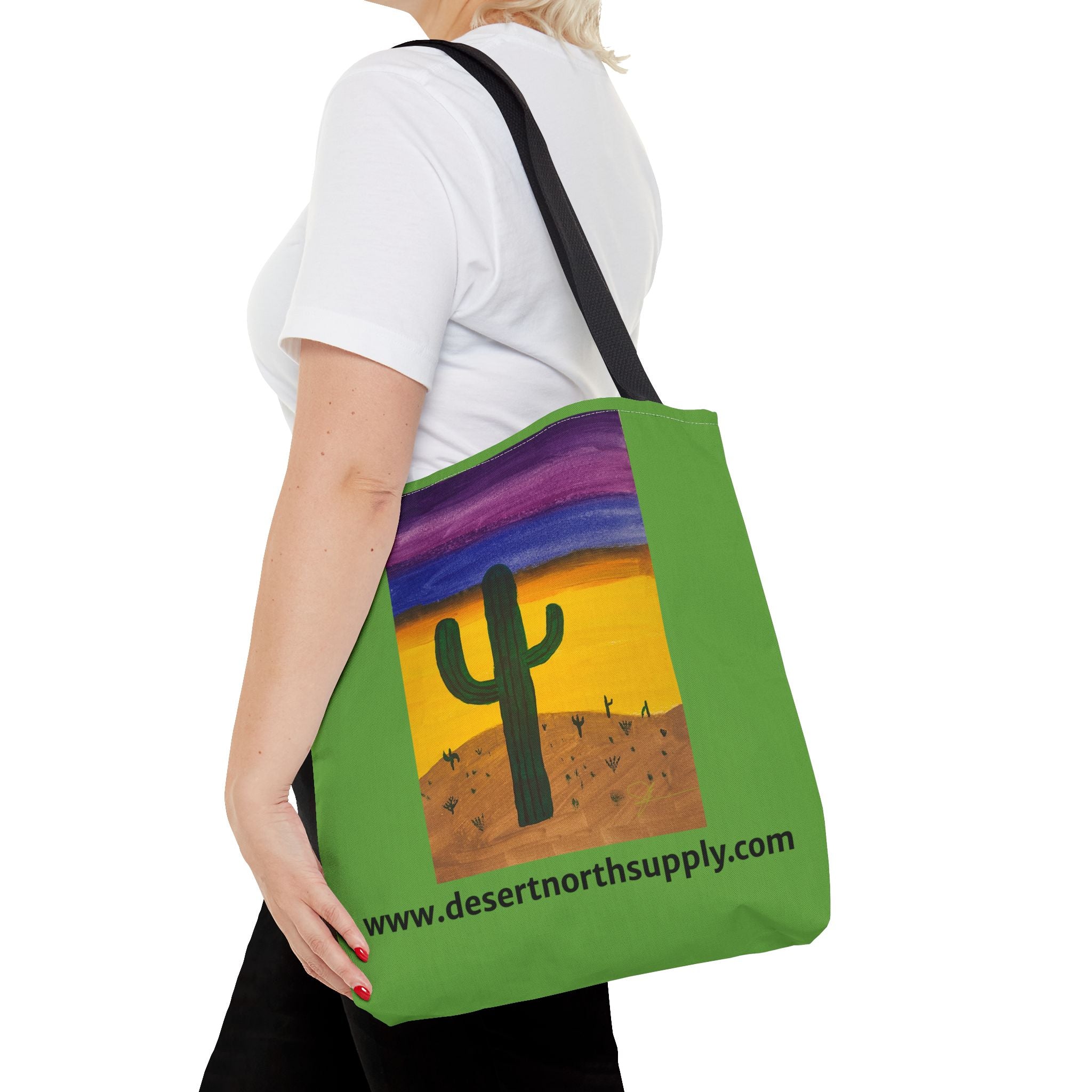 Desert Saguaro Cactus Canvas Tote Bag — "Alone" by John Ganger
