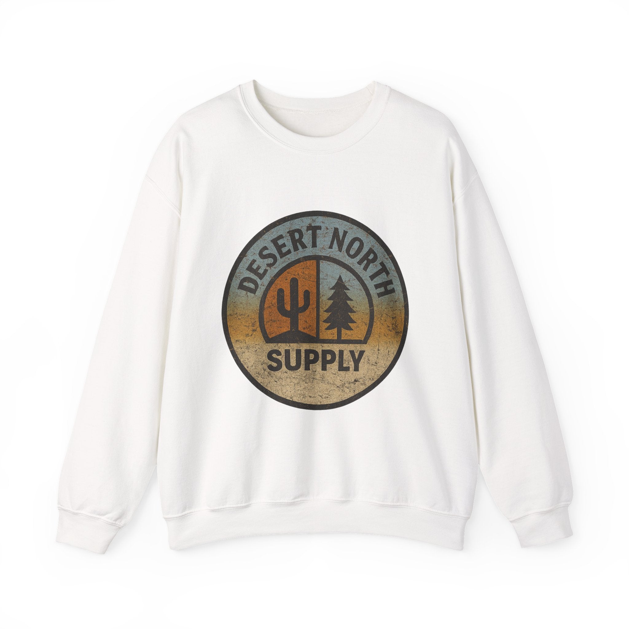 Desert North Supply Crewneck Sweatshirt – Vintage Cactus & Pine Logo