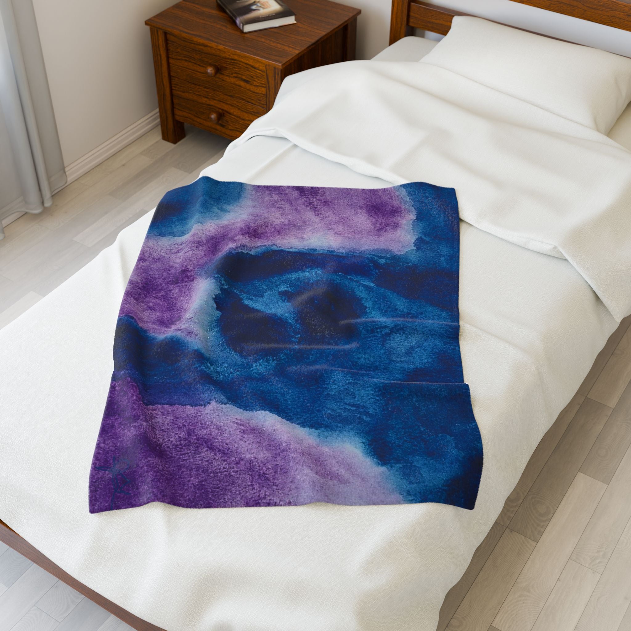 Velveteen Plush Blanket - "Storms of Torment" Watercolor, Original John Ganger Art
