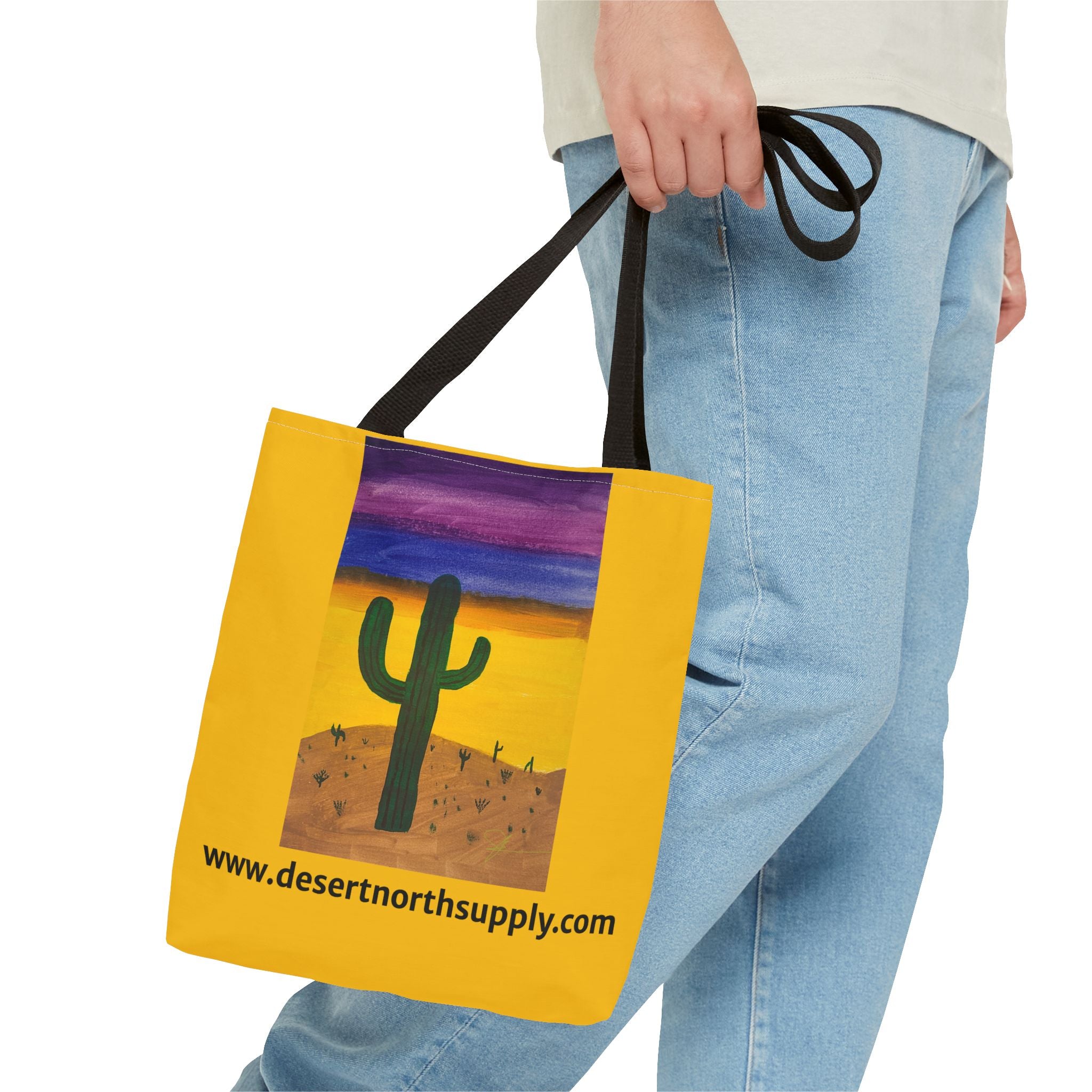 Desert Saguaro Cactus Canvas Tote Bag — "Alone" by John Ganger