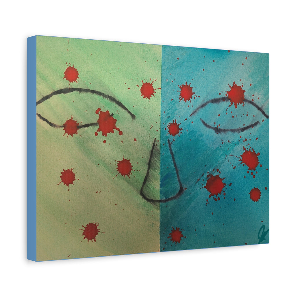 Abstract Split-Face Canvas Art - "Thoughts" Original Art by John Ganger