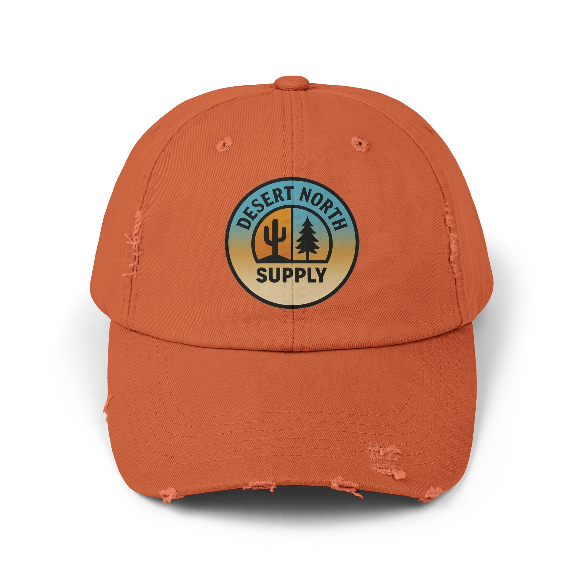 Desert North Supply Distressed Cap — Retro Sunset Cactus Logo Hat