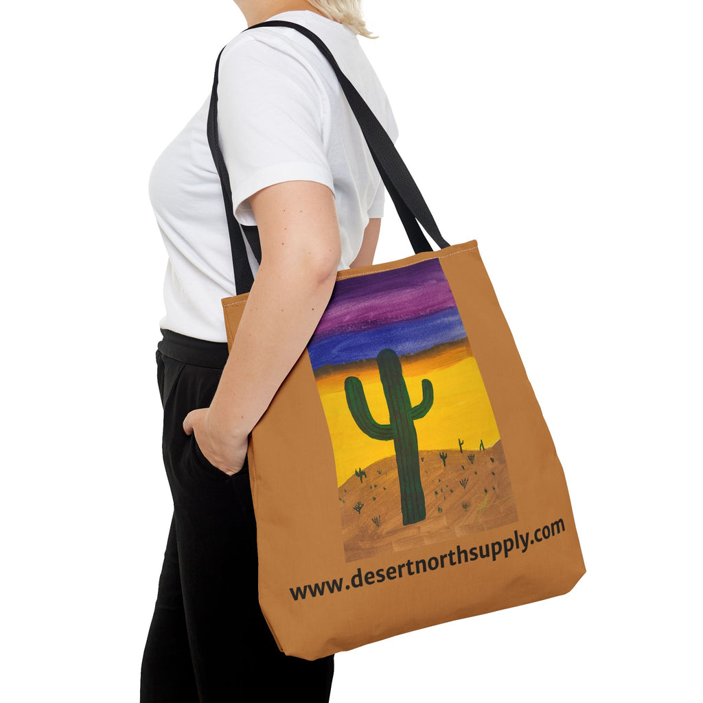 Desert Saguaro Cactus Canvas Tote Bag — "Alone" by John Ganger