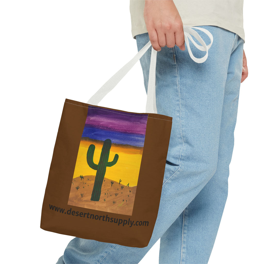 Desert Saguaro Cactus Canvas Tote Bag — "Alone" by John Ganger