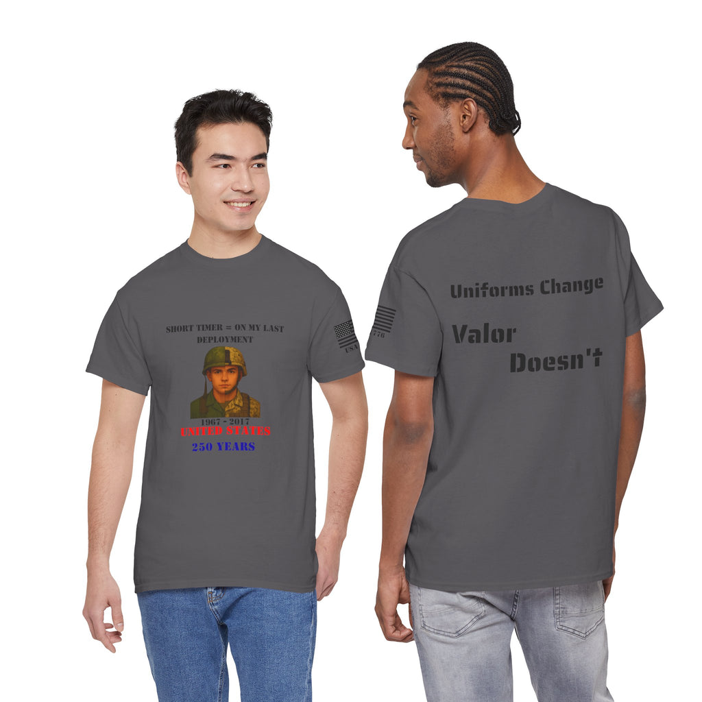 USA 250 Shirt 1967–2017 Split‑Era Soldier Tee Short Timer = On My Last Deployment Vietnam to OEF Veteran T‑Shirt