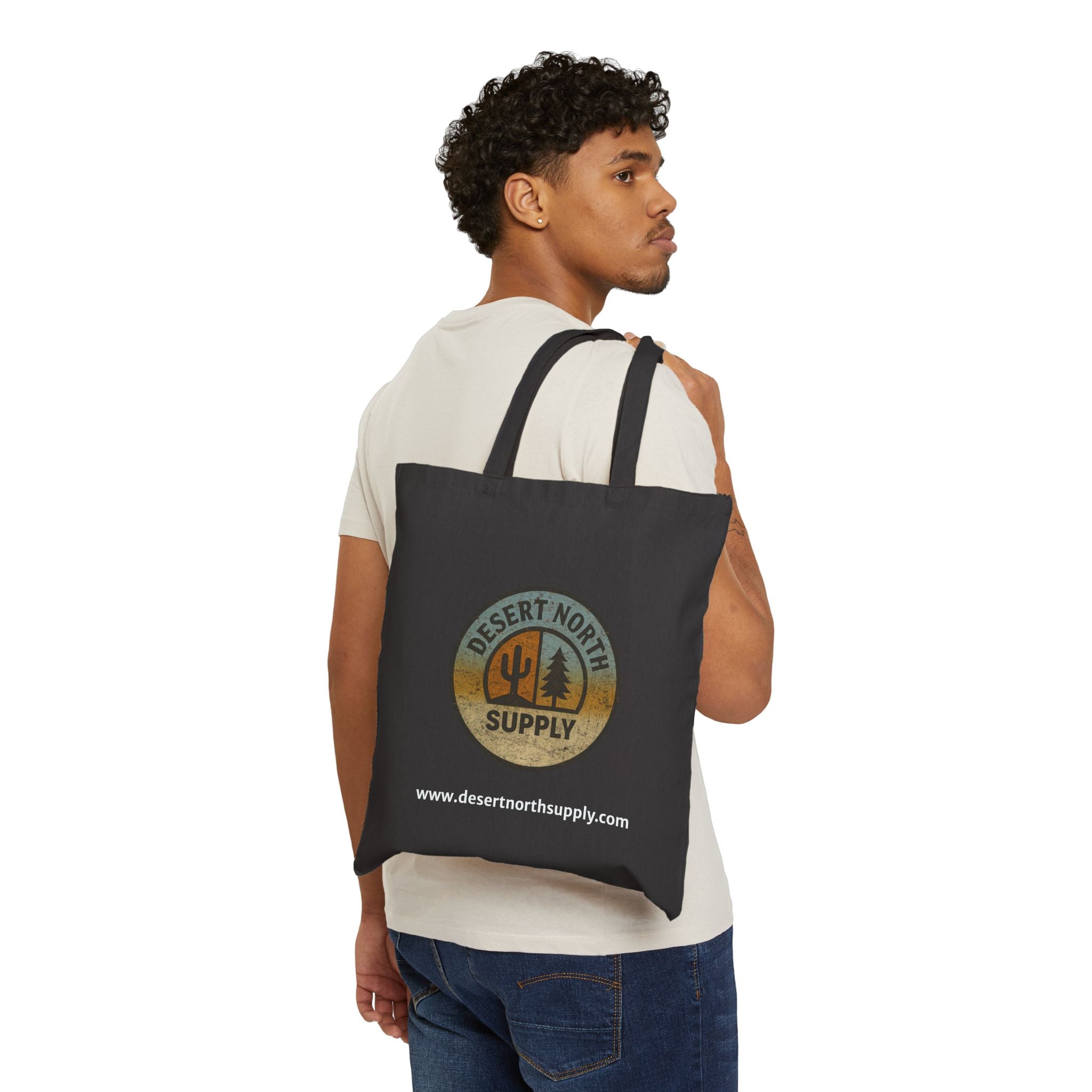 Desert North Supply Canvas Tote Bag - Rustic Outdoor Logo Grocery Shopper