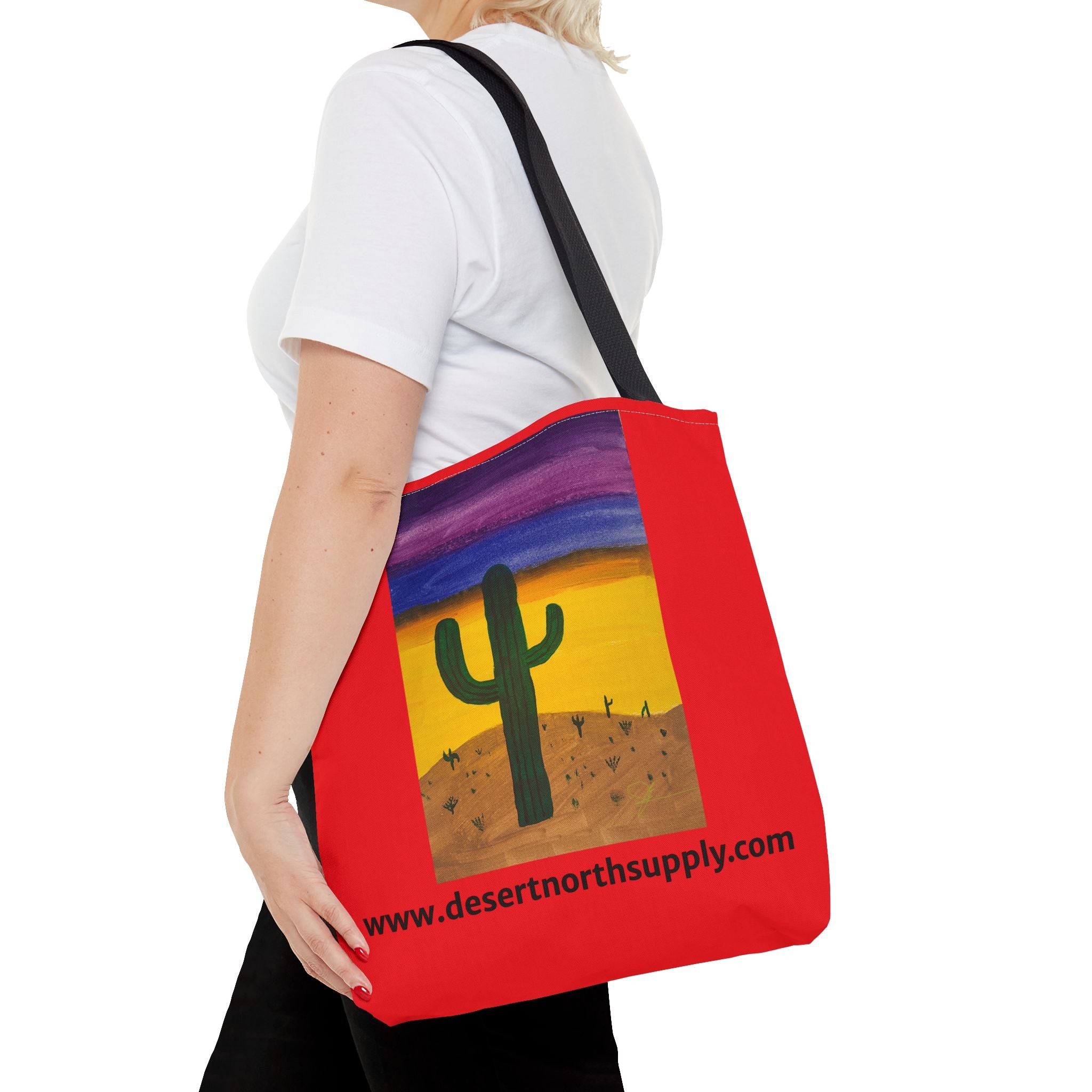 Desert Saguaro Cactus Canvas Tote Bag — "Alone" by John Ganger
