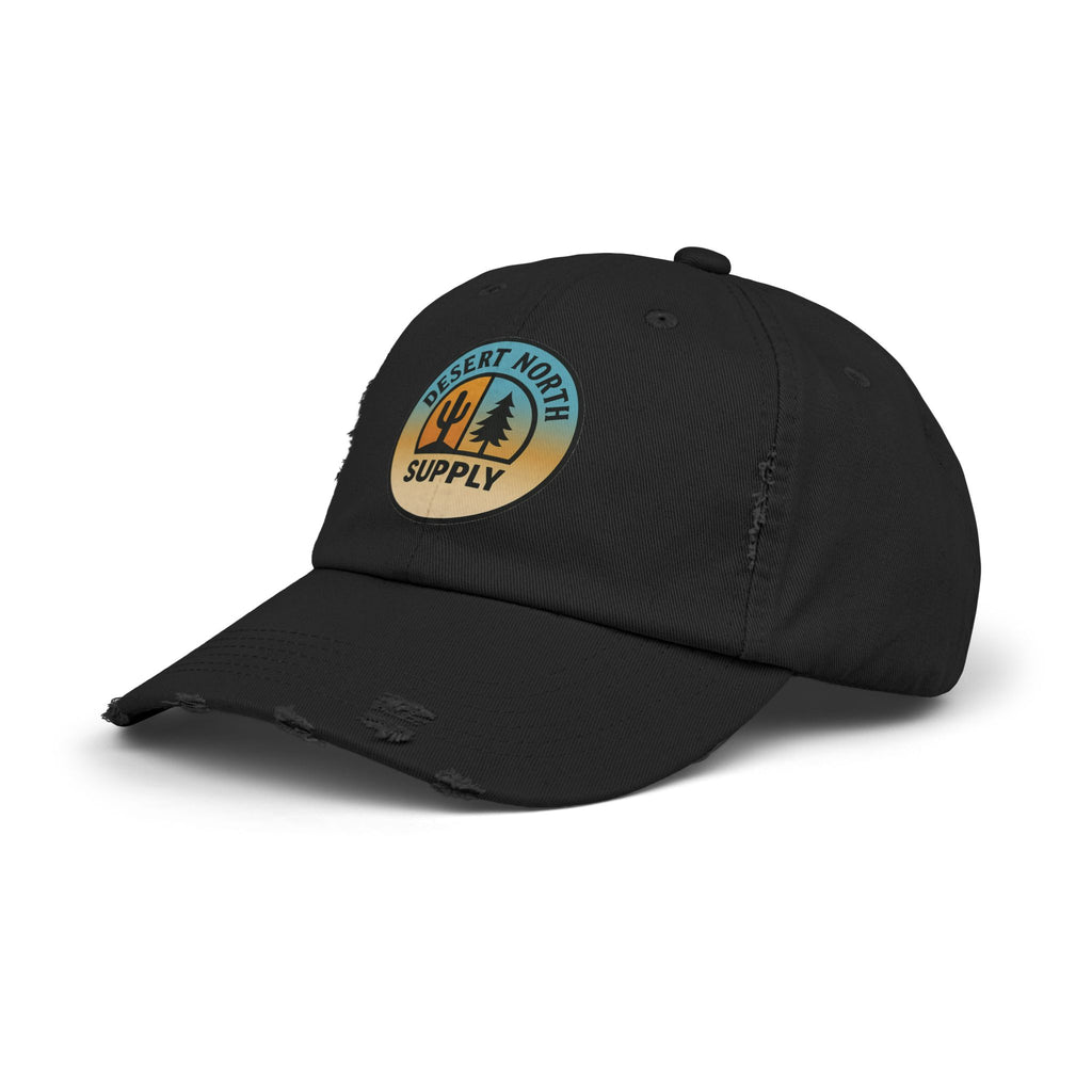 Desert North Supply Distressed Cap — Retro Sunset Cactus Logo Hat