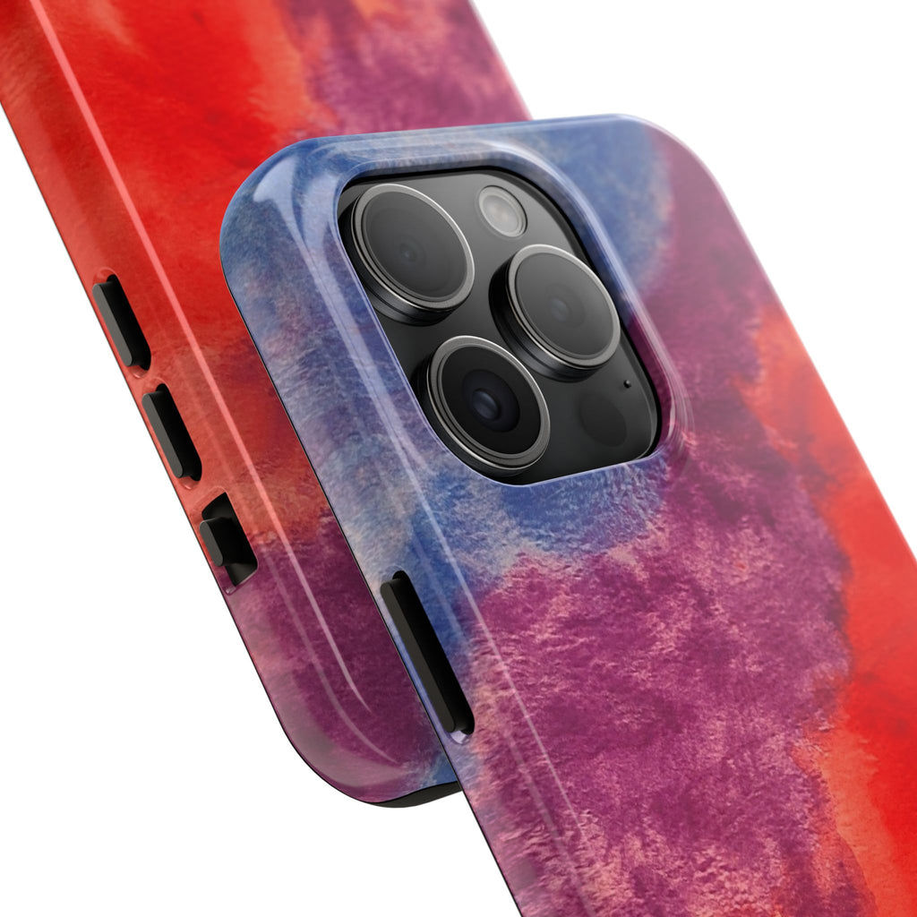 Red Purple Blue Abstract Phone Case | Colorful Geometric Art