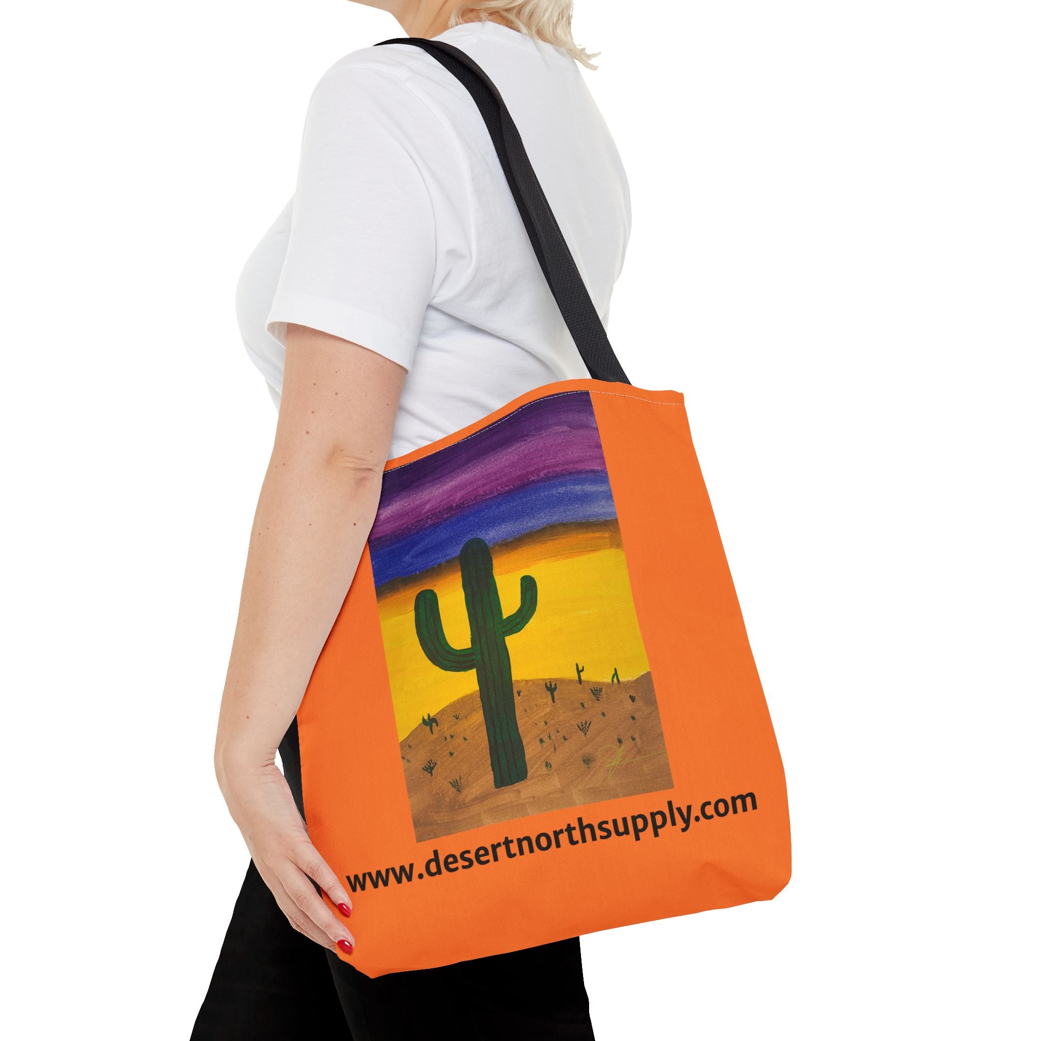 Desert Saguaro Cactus Canvas Tote Bag — "Alone" by John Ganger