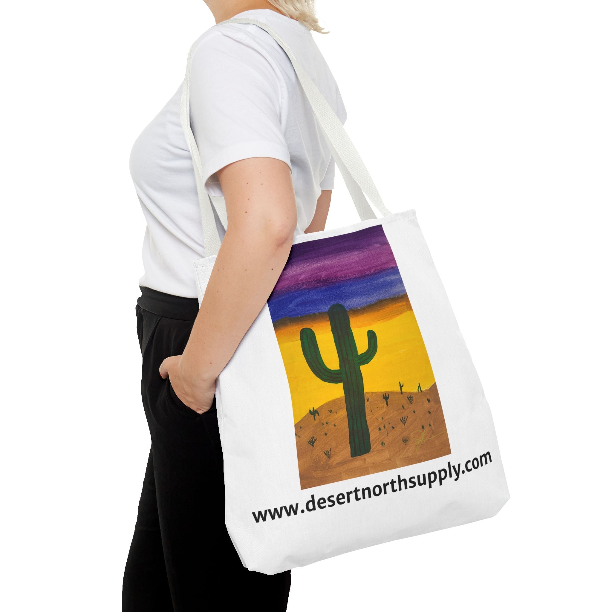 Desert Saguaro Cactus Canvas Tote Bag — "Alone" by John Ganger