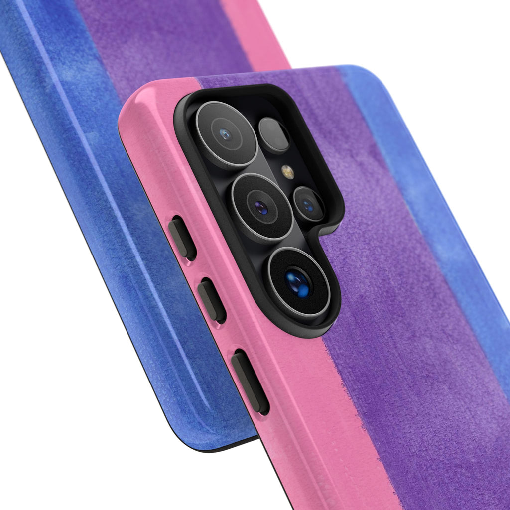 Watercolor Stripe Tough Phone Case — Pink Purple Blue Pride Protective Cover