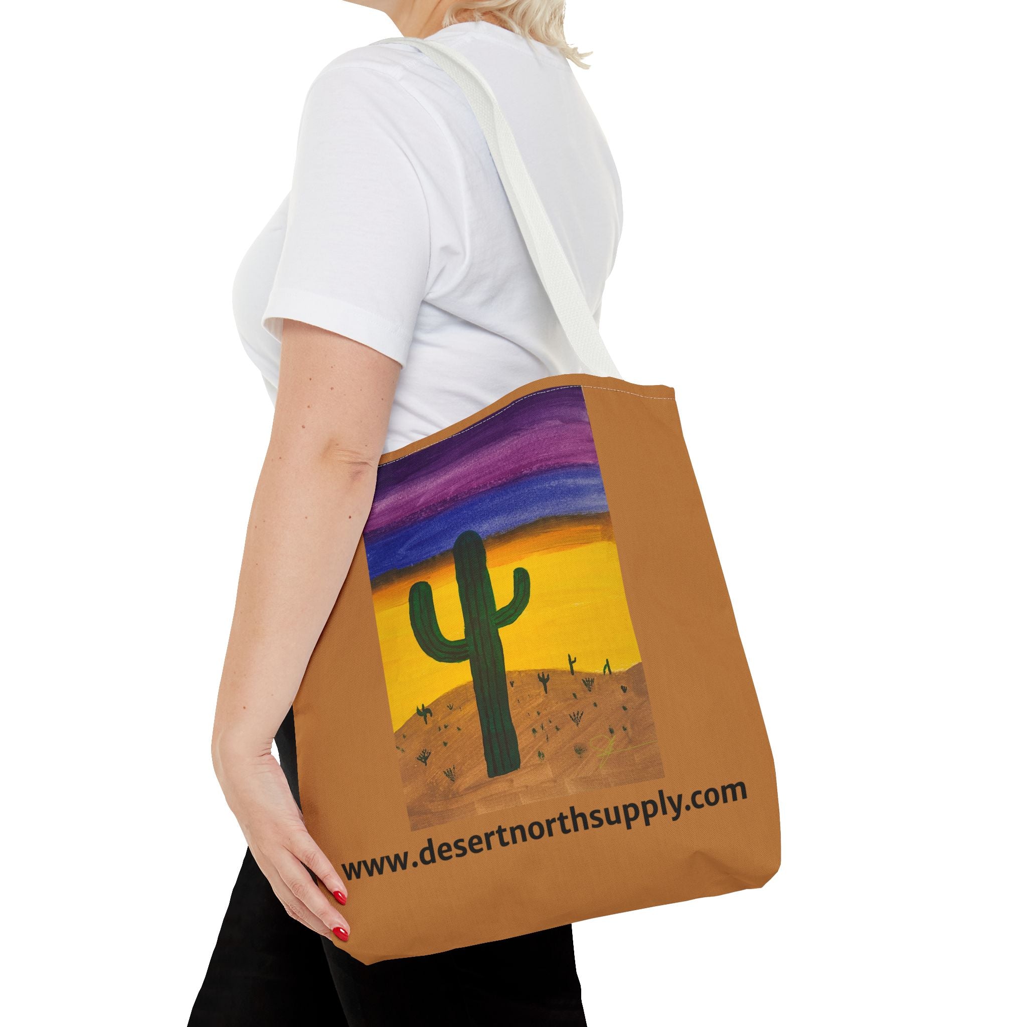 Desert Saguaro Cactus Canvas Tote Bag — "Alone" by John Ganger