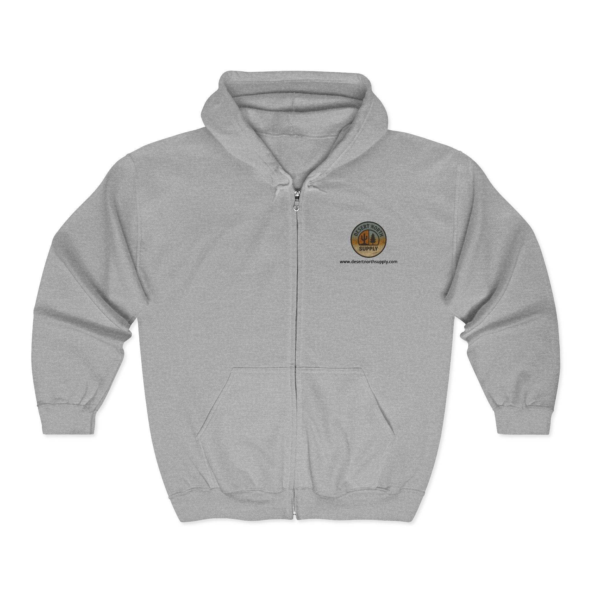 Desert North Supply Logo Zip Hoodie - Outdoor Adventure Full-Zip Sweatshirt